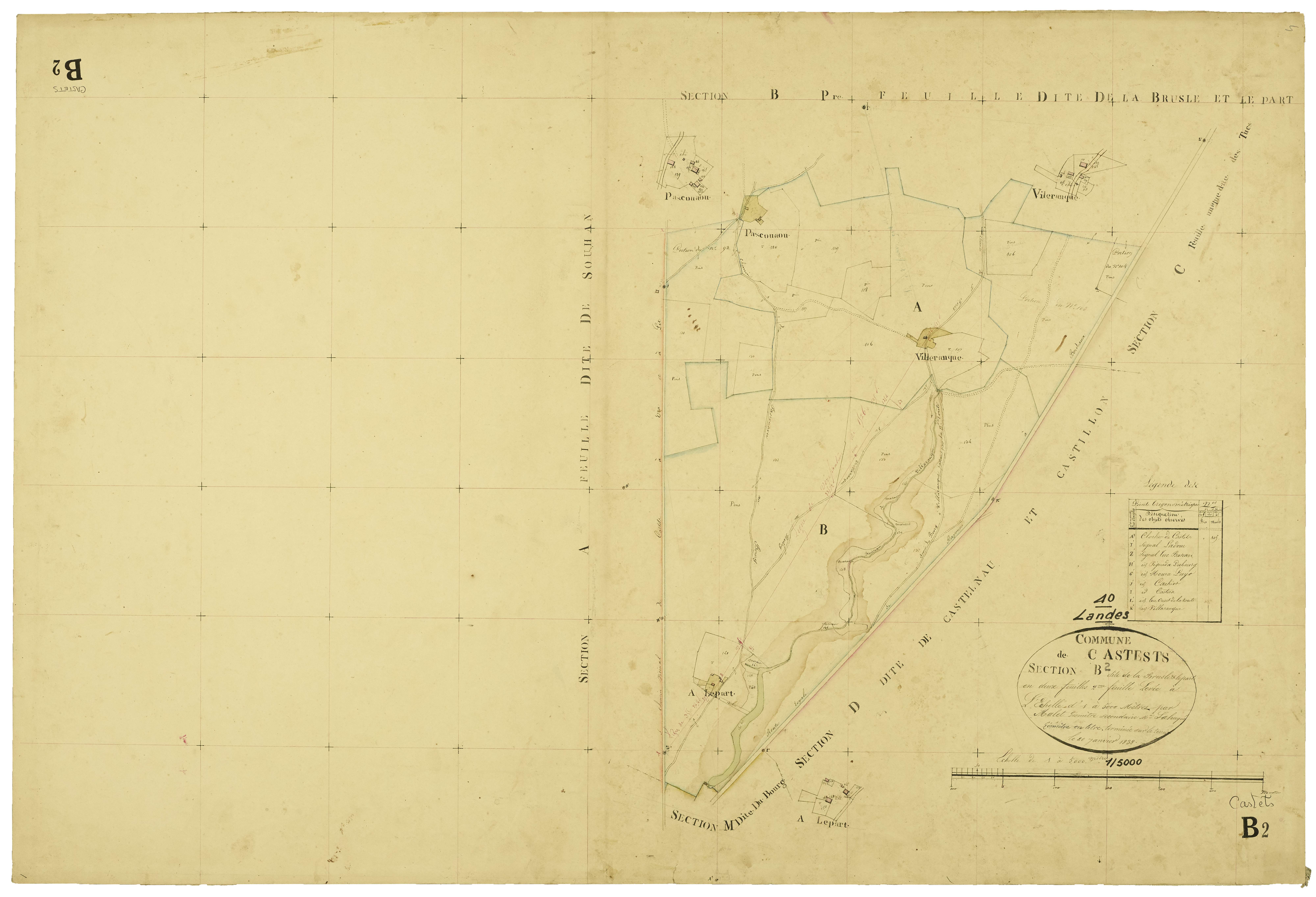 Castets - Section B, feuille 2