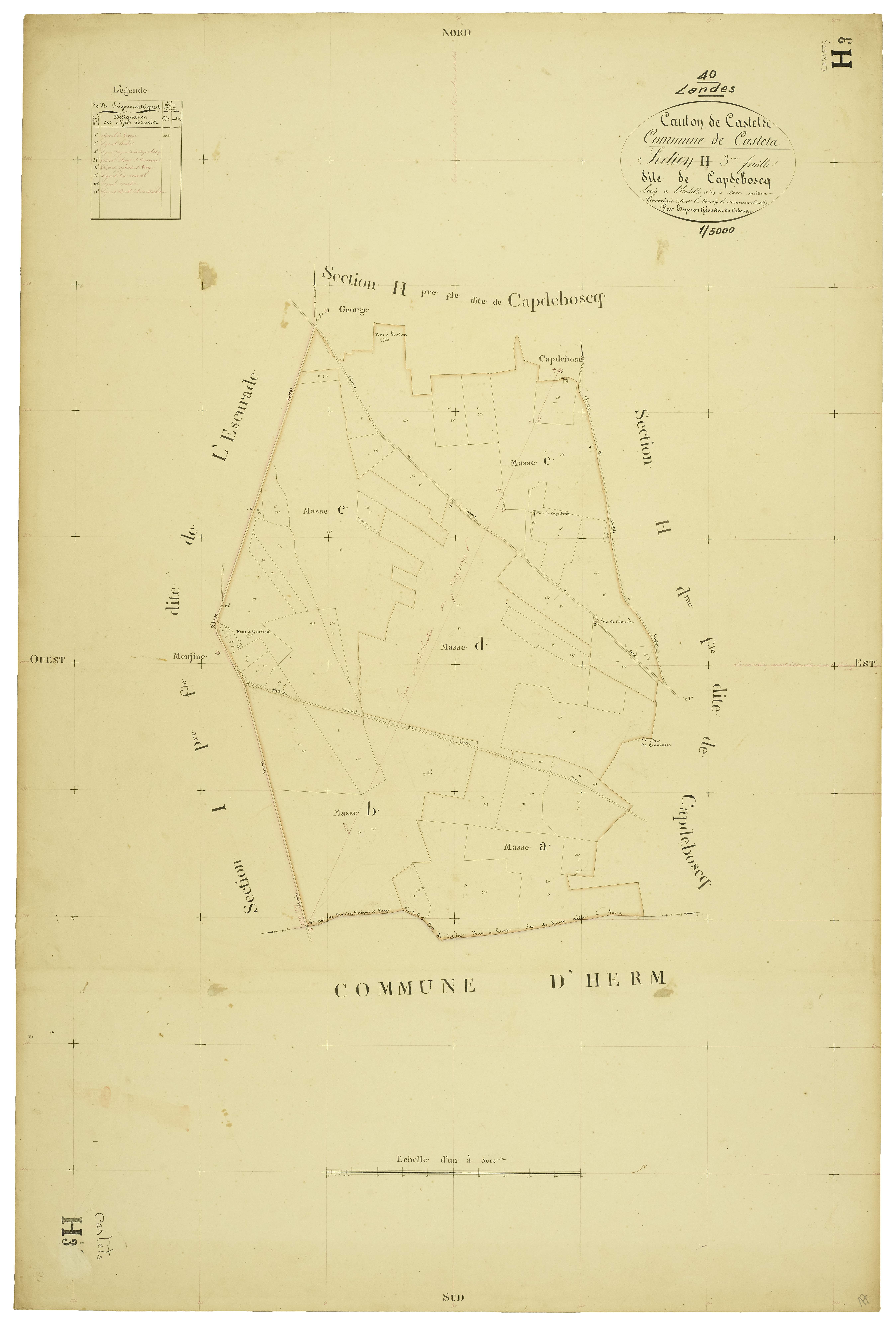 Castets - Section H, feuille 3