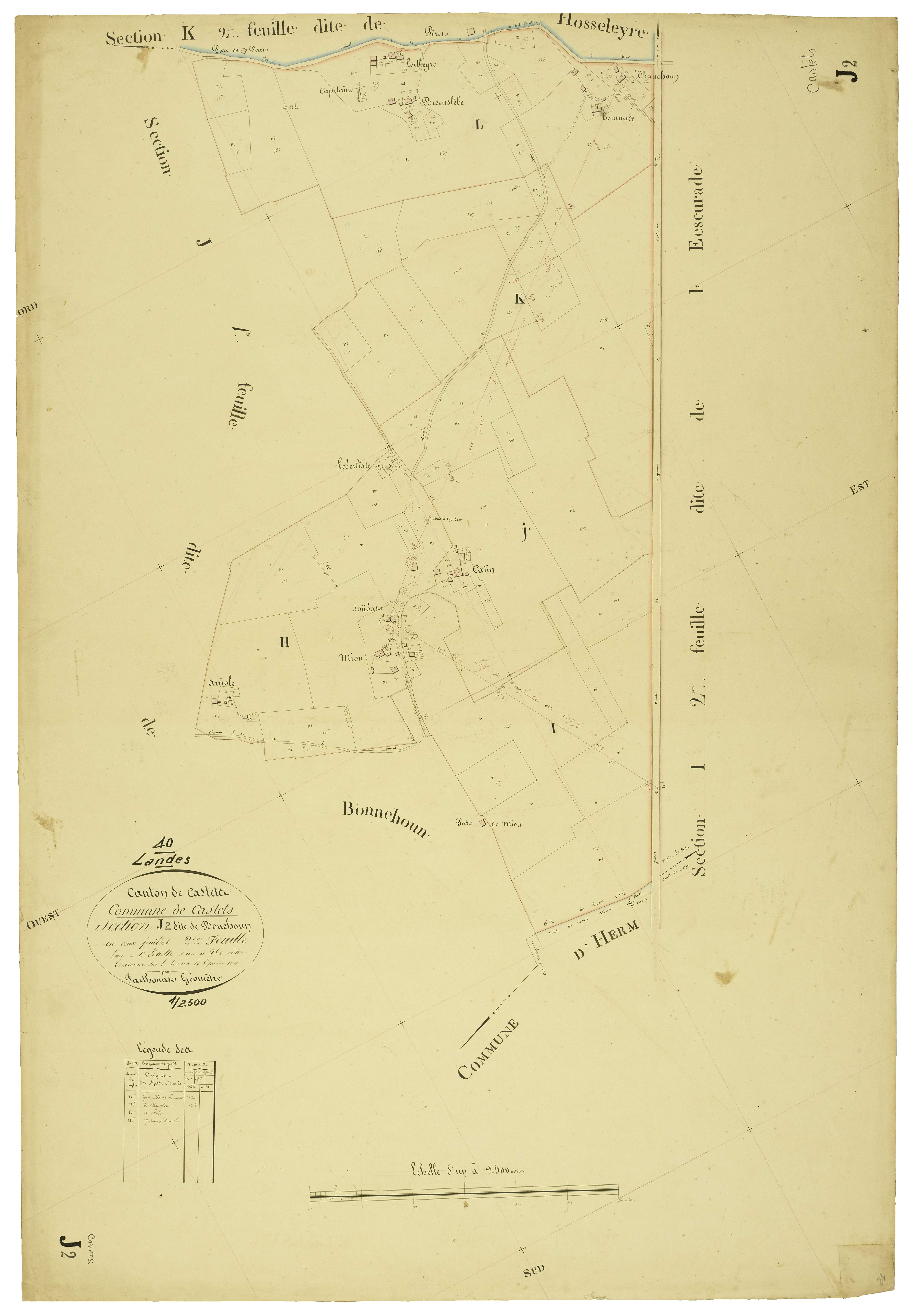 Castets - Section J, feuille 2