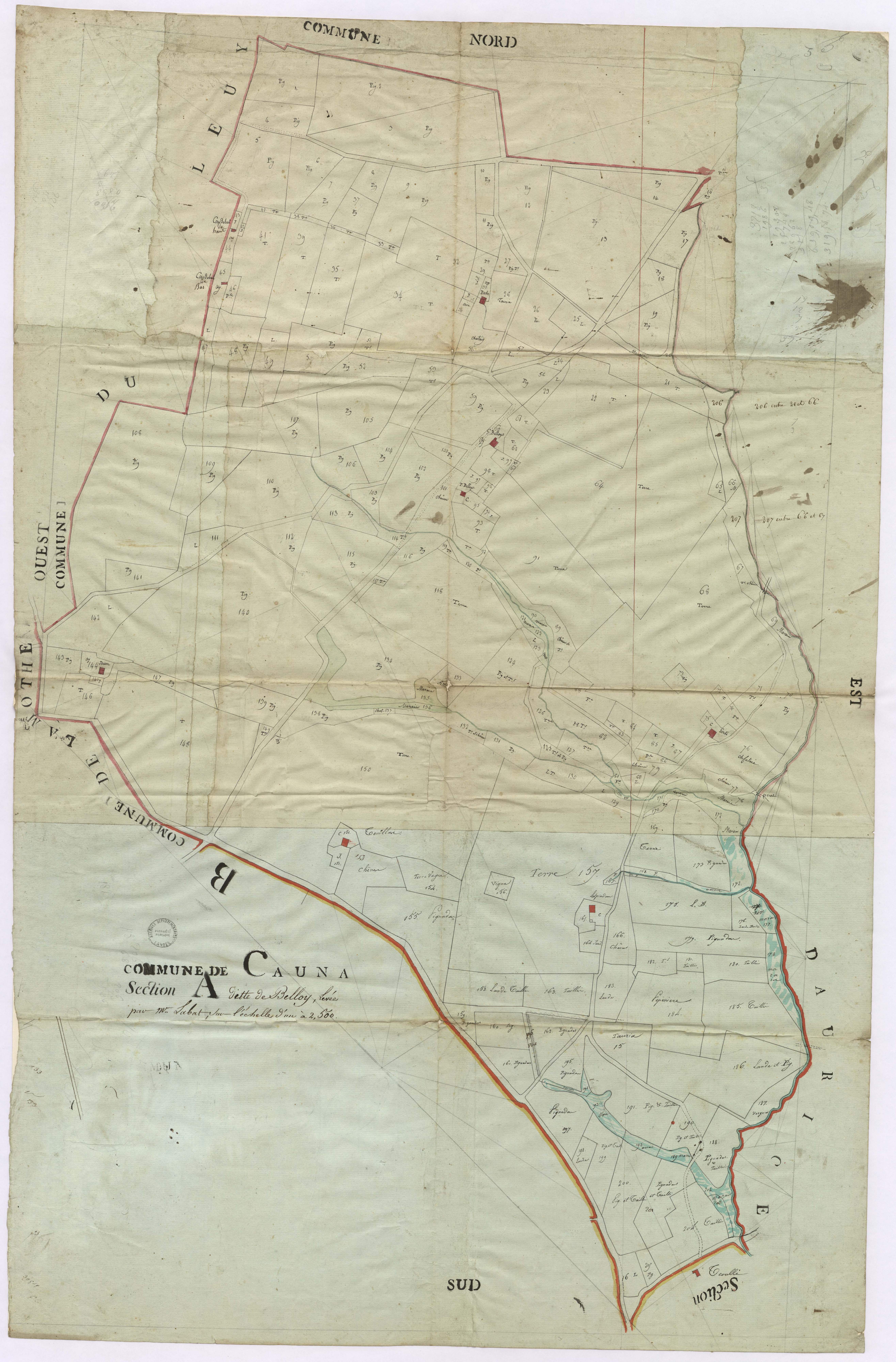 Cauna - Section A, dite de Belloy, par Labat géomètre