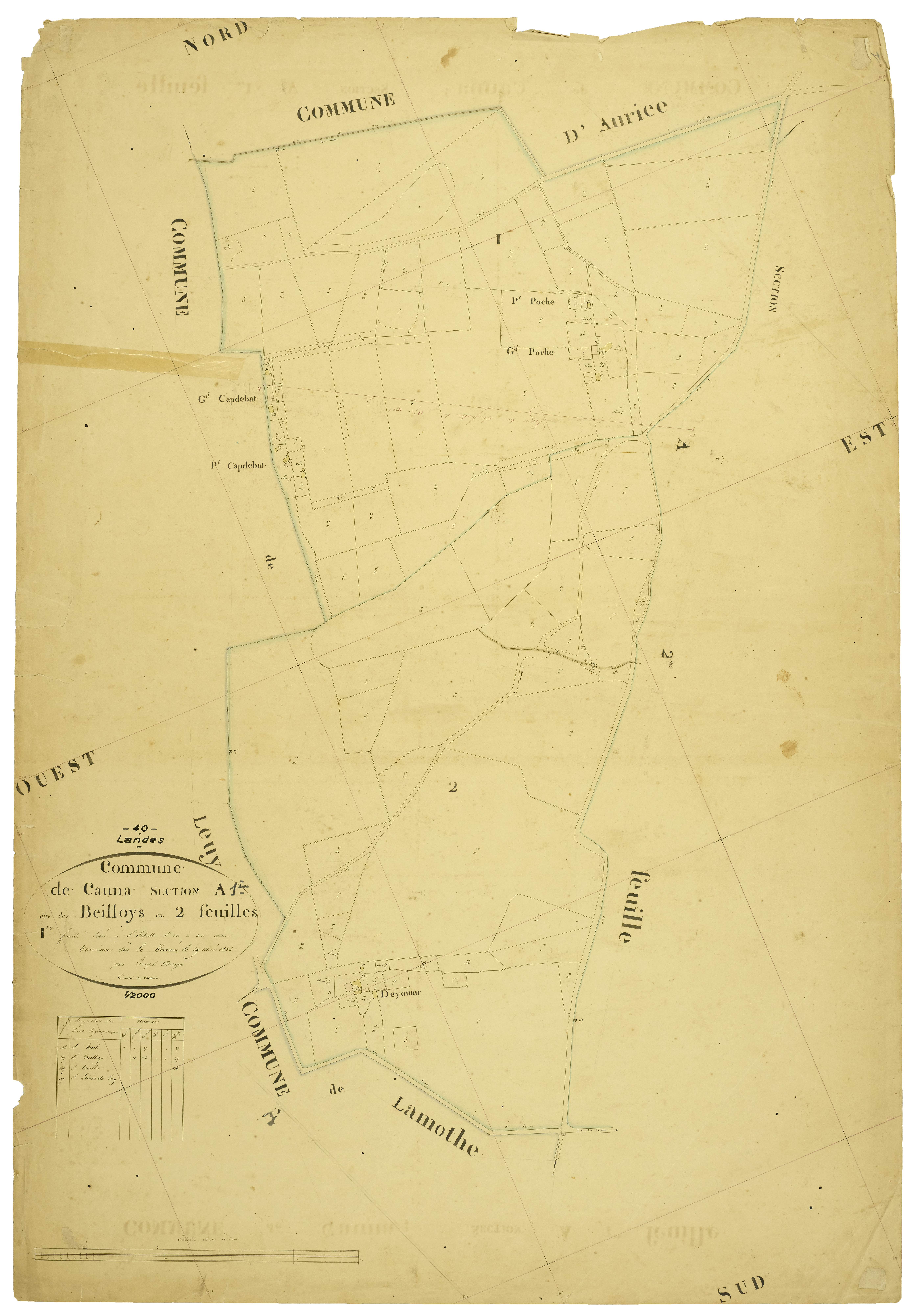 Cauna - Section A, feuille 1