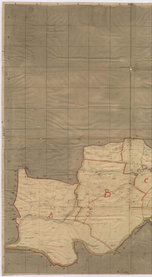 Cauna - Plan géométrique de la commune de Cauna, par Lobgeois et Lagrolet géomètres