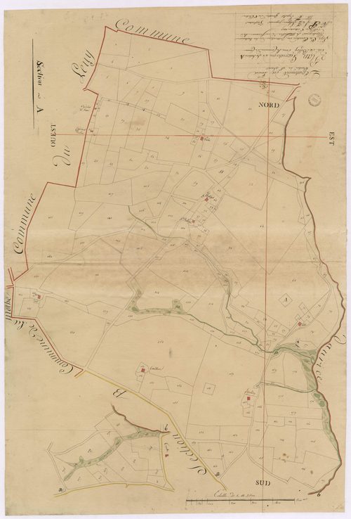 Cauna - Plan géométrique de la section A, dite de Belloy, par Lobgois et Lagrolet, géomètres