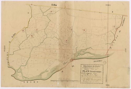 Cauna - Plan géométrique de la section C, dite de Pouyet, par Lobgeois, Lagrolet et Cabannes, géomètres