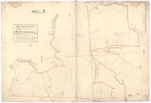 Cauna - Plan géométrique de la section B, par Lobgeois et Lagrolet, géomètres