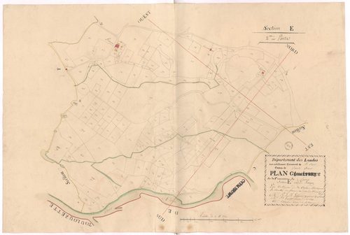 Cauna - Plan géométrique de la section E, dite de Passepay, 2e partie, par Lagrolet géomètre
