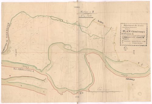 Cauna - Plan géométrique de la section F, 2e partie, par Lobgeois géomètre