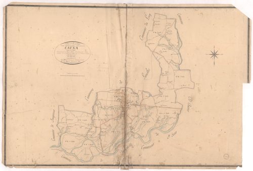 Cauna - Plan cadastral parcellaire de la commune de Cauna, par de Comeau et J. Dauga, géomètres