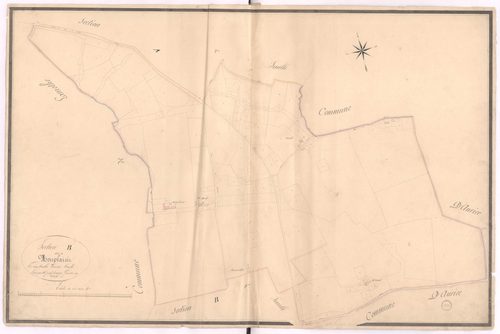 Cauna - Section B, dite de Monplaisir, 1re feuille, par Joseph Dauga géomètre
