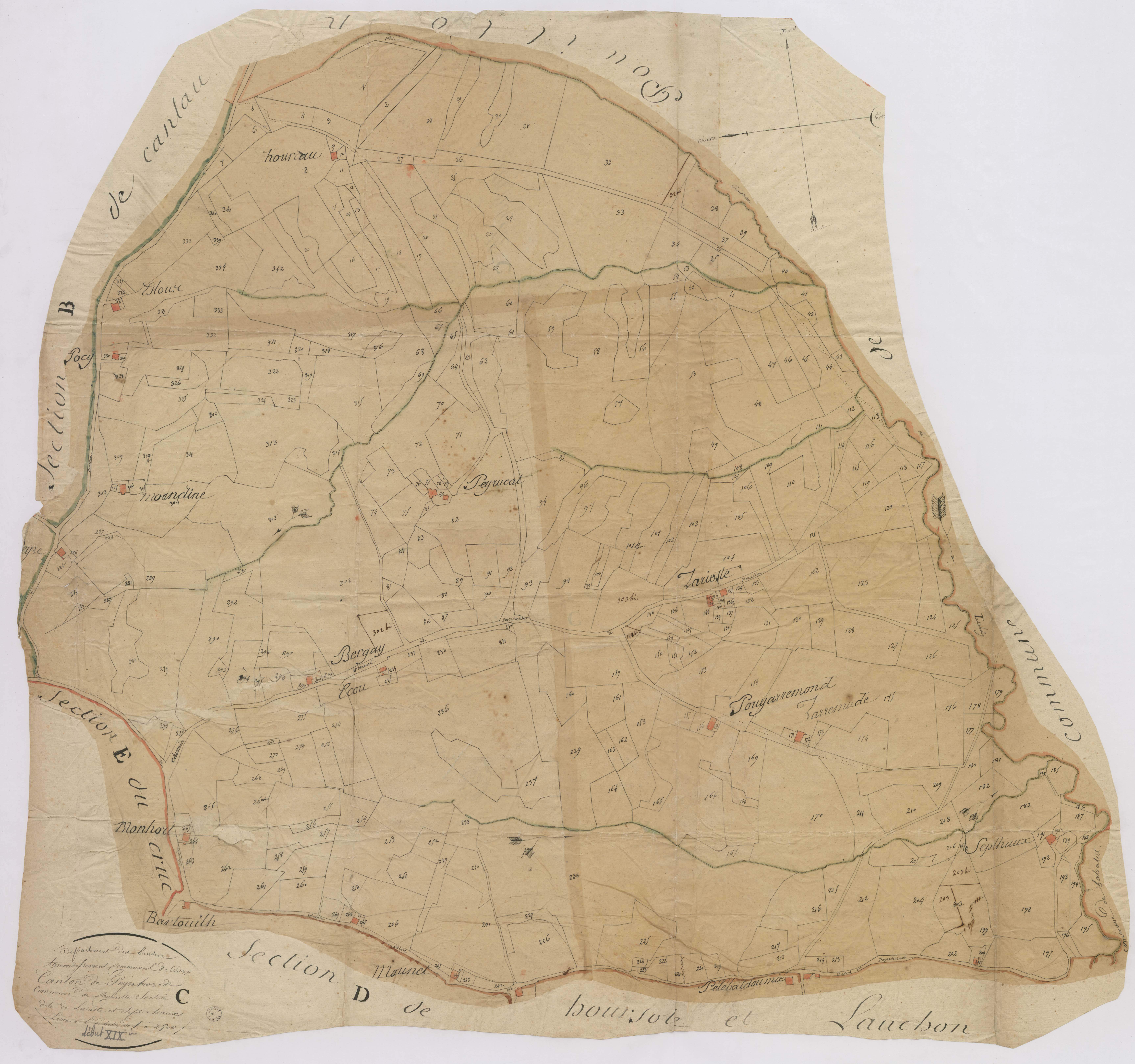 Cauneille - Plan de la section de Larieste et Septhaux