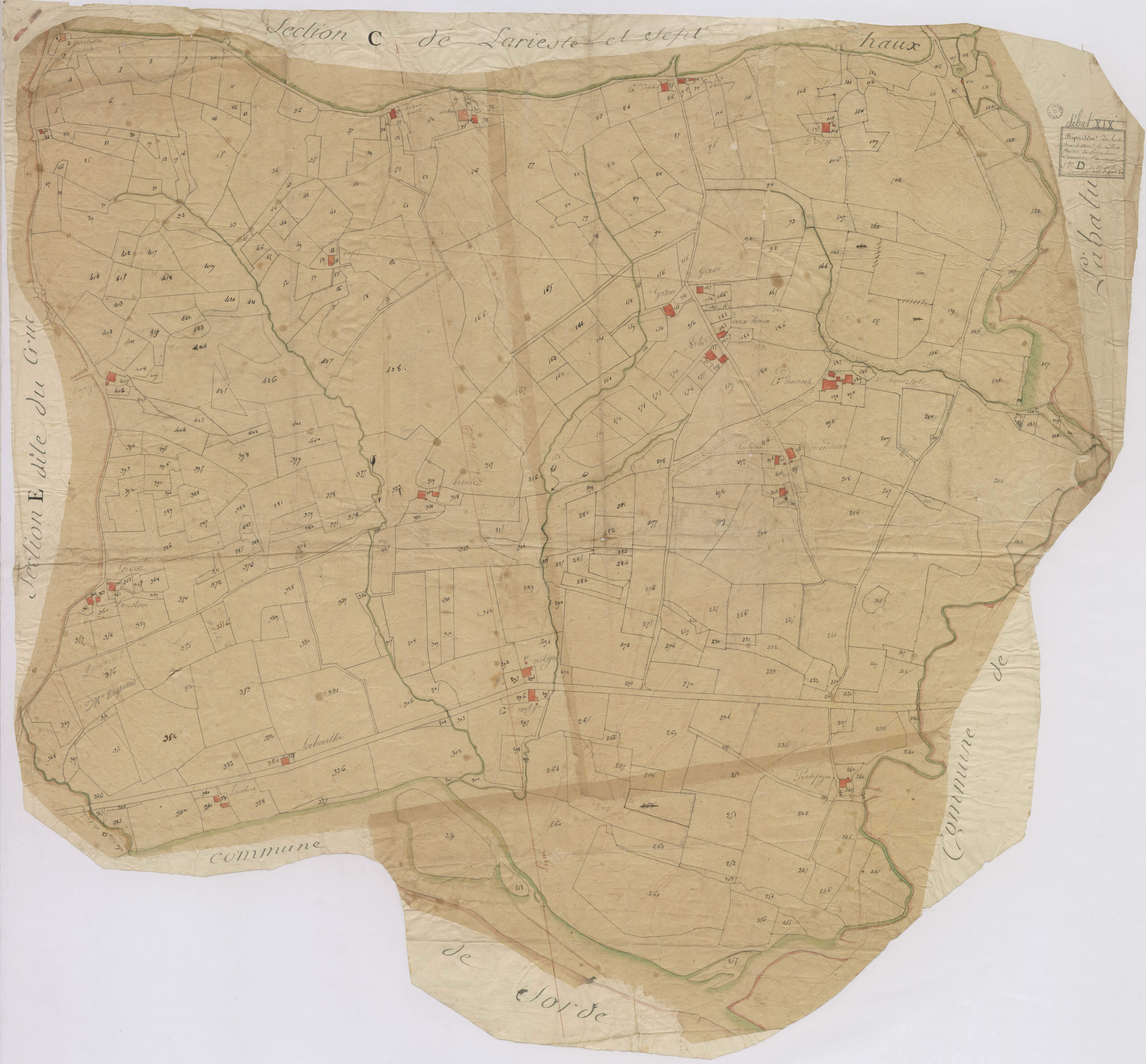 Cauneille - Plan de la section de Houssote