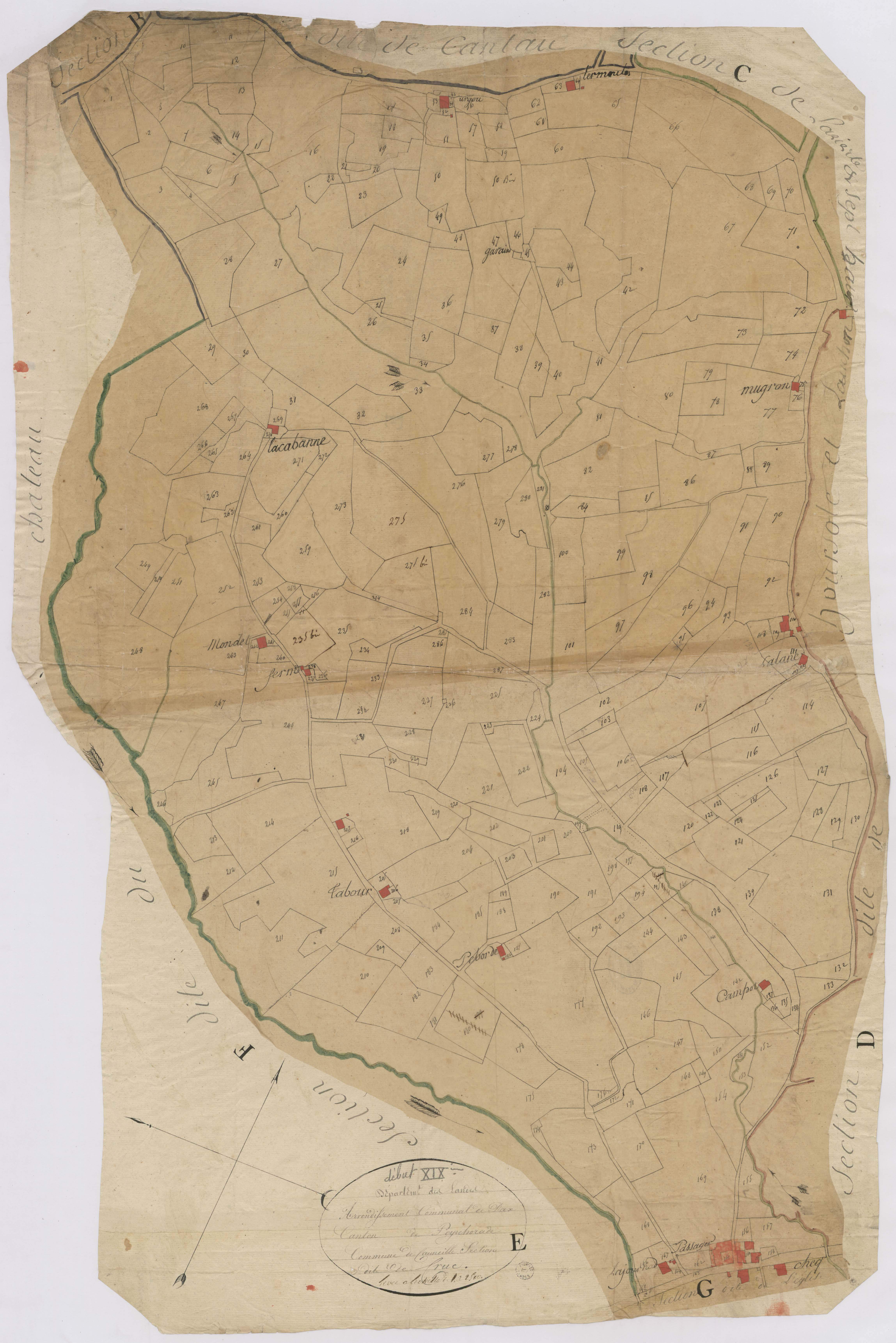 Cauneille - Plan de la section de Cruc