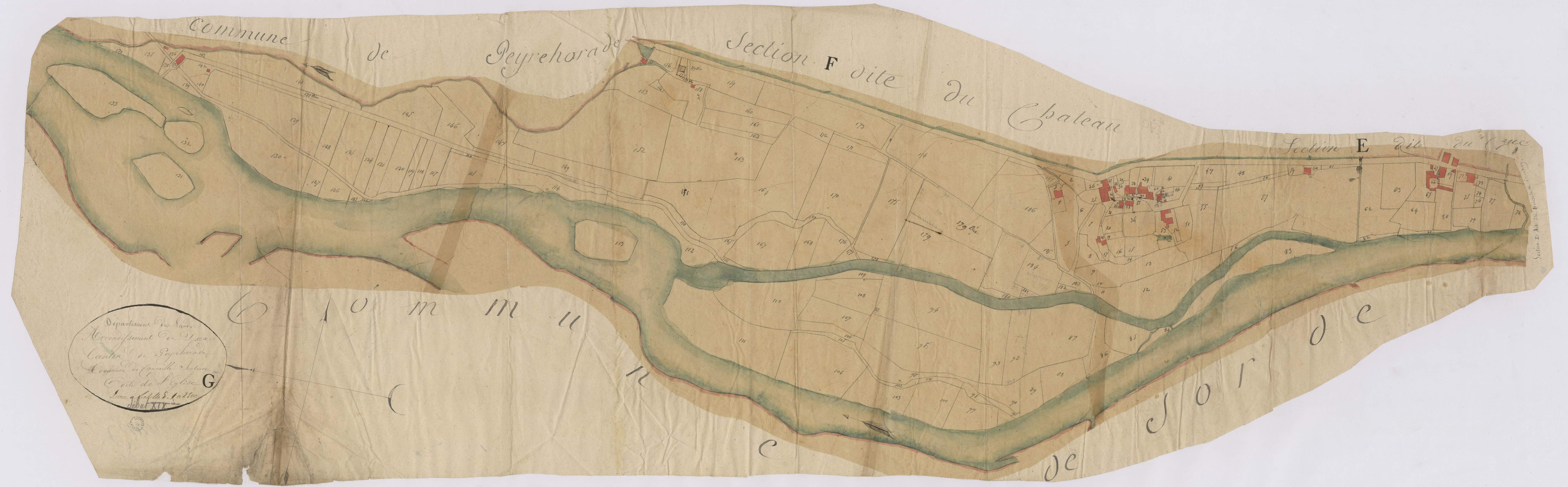 Cauneille - Plan de la section de l'Eglise