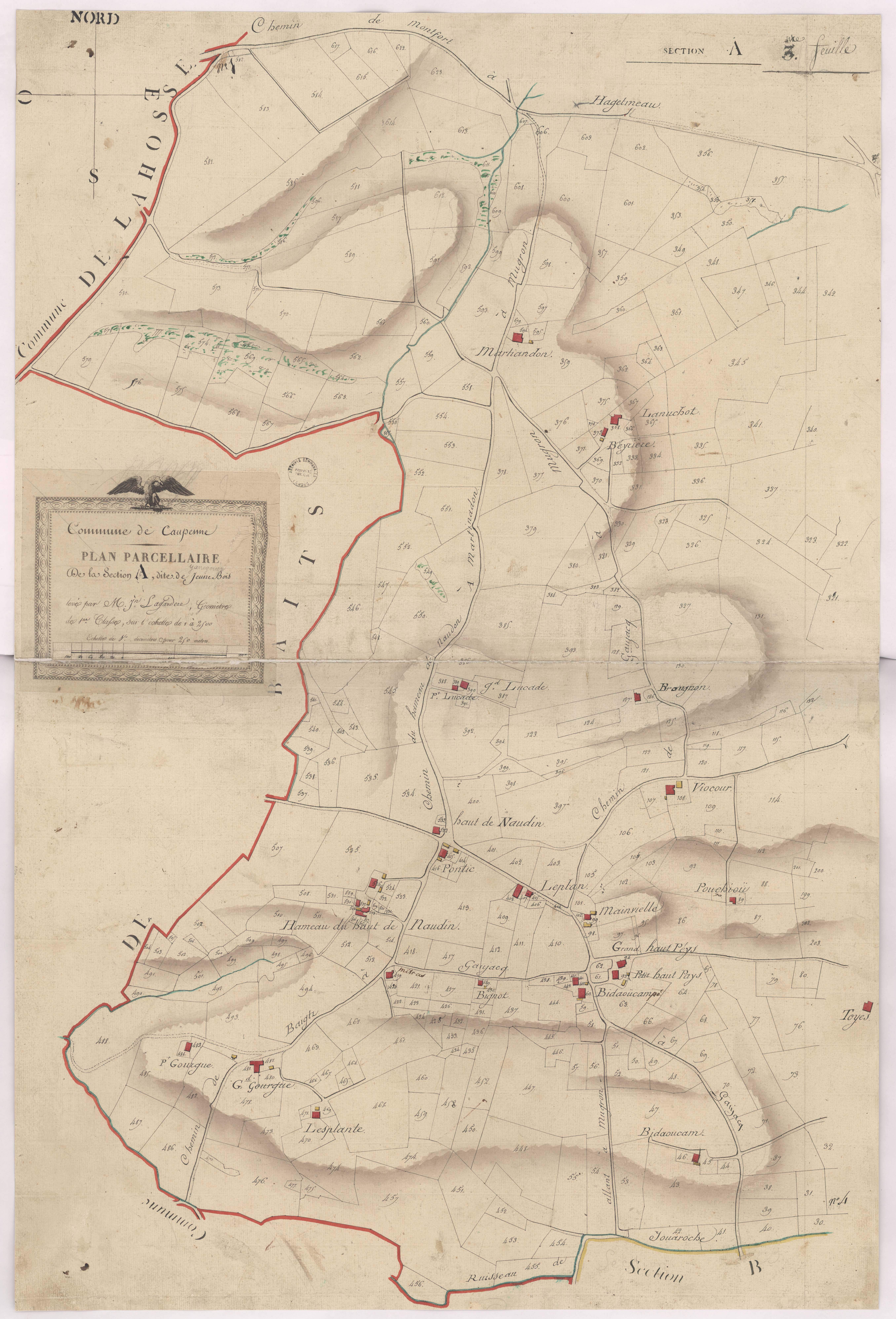 Caupenne - Section A, dite de jeune Bois, 3e feuille, par Lagardère géomètre