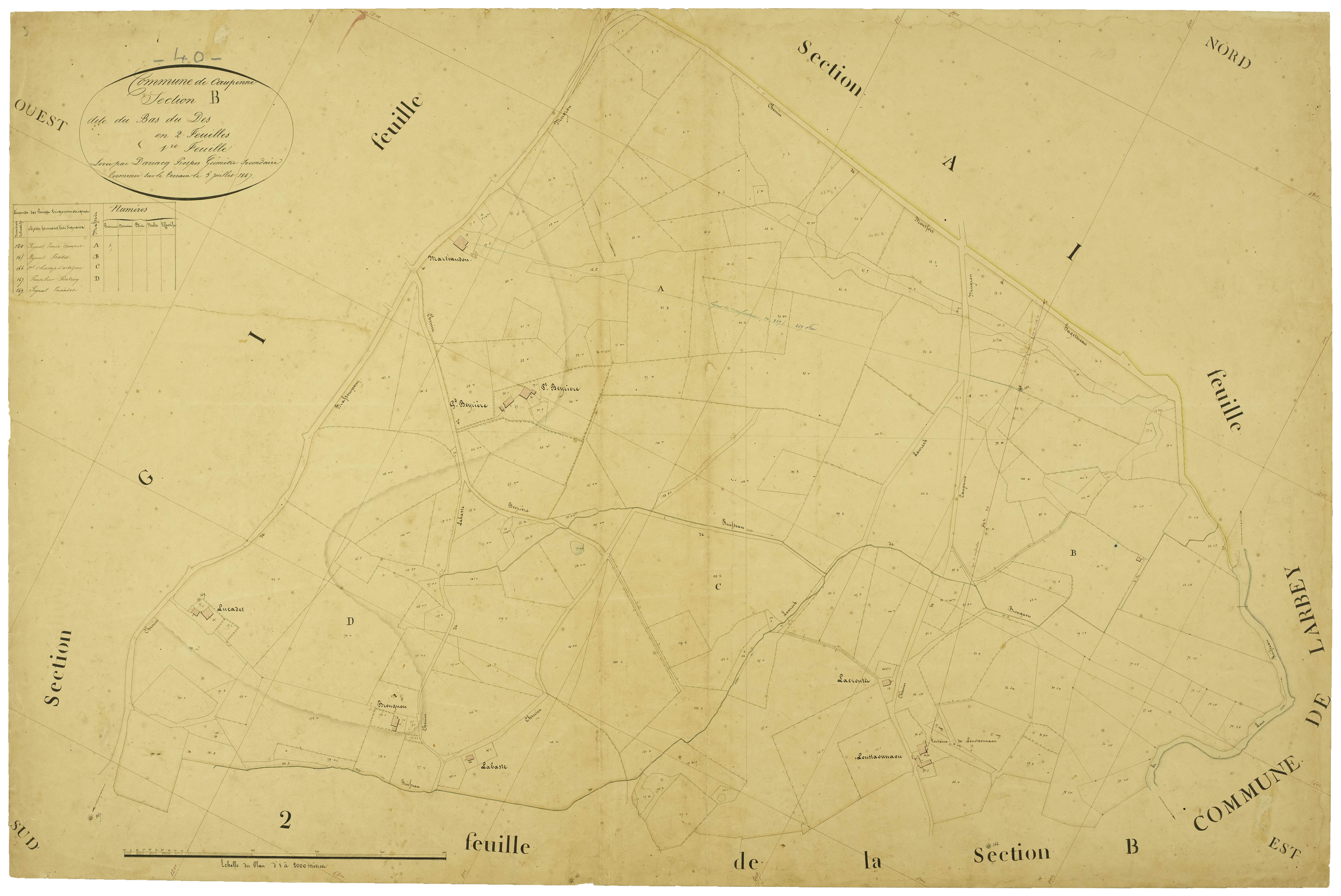 Caupenne - Section B, feuille 1
