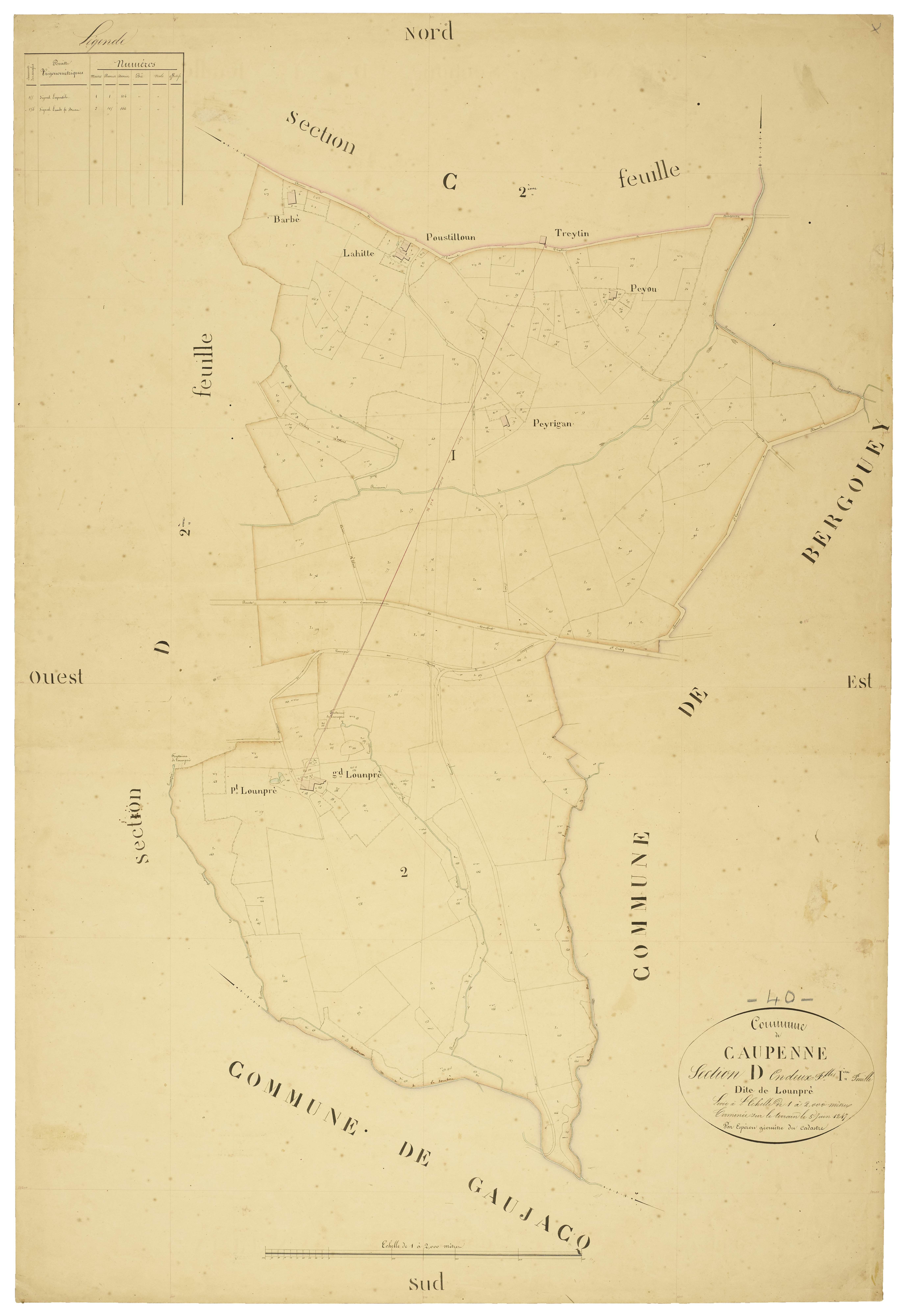 Caupenne - Section D, feuille 1