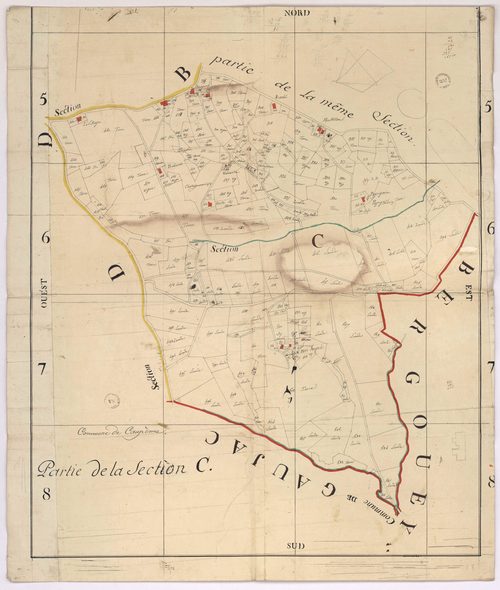 Caupenne - [Plan parcellaire de la section C, dite du Brana et de la Hountrasse, 2e feuille,  par Lobgeois et Lagardère, géomètres]