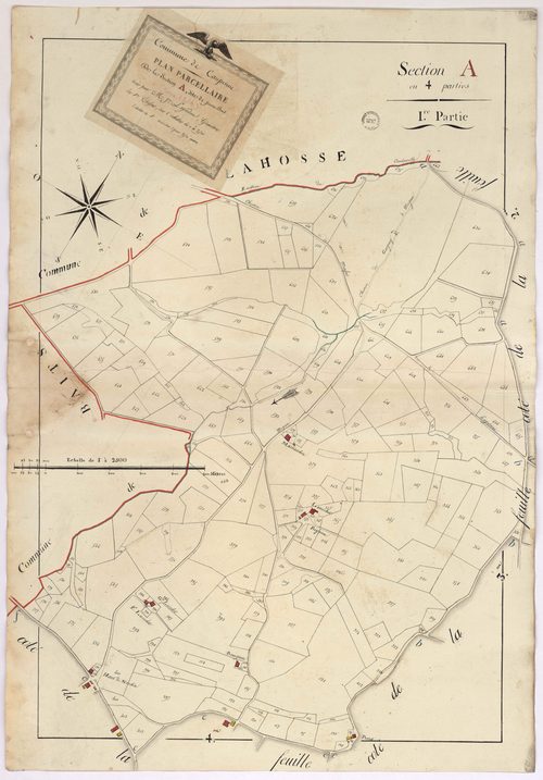 Caupenne - Plan parcellaire de la section A, dite de Jeune bois, 1re partie, par Lagardère géomètre