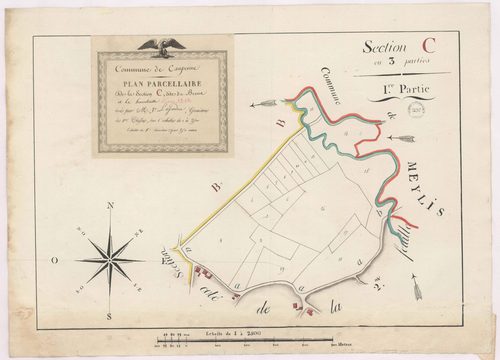 Caupenne - Plan parcellaire de la section C, dite du Brana et de Hountrasse, 1re partie, par Lagardère géomètre