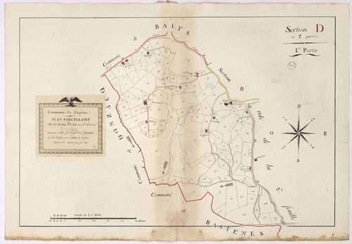Caupenne - Plan parcellaire de la section D, dite de Saint-Laurent, 1re partie, par Lagardère géomètre