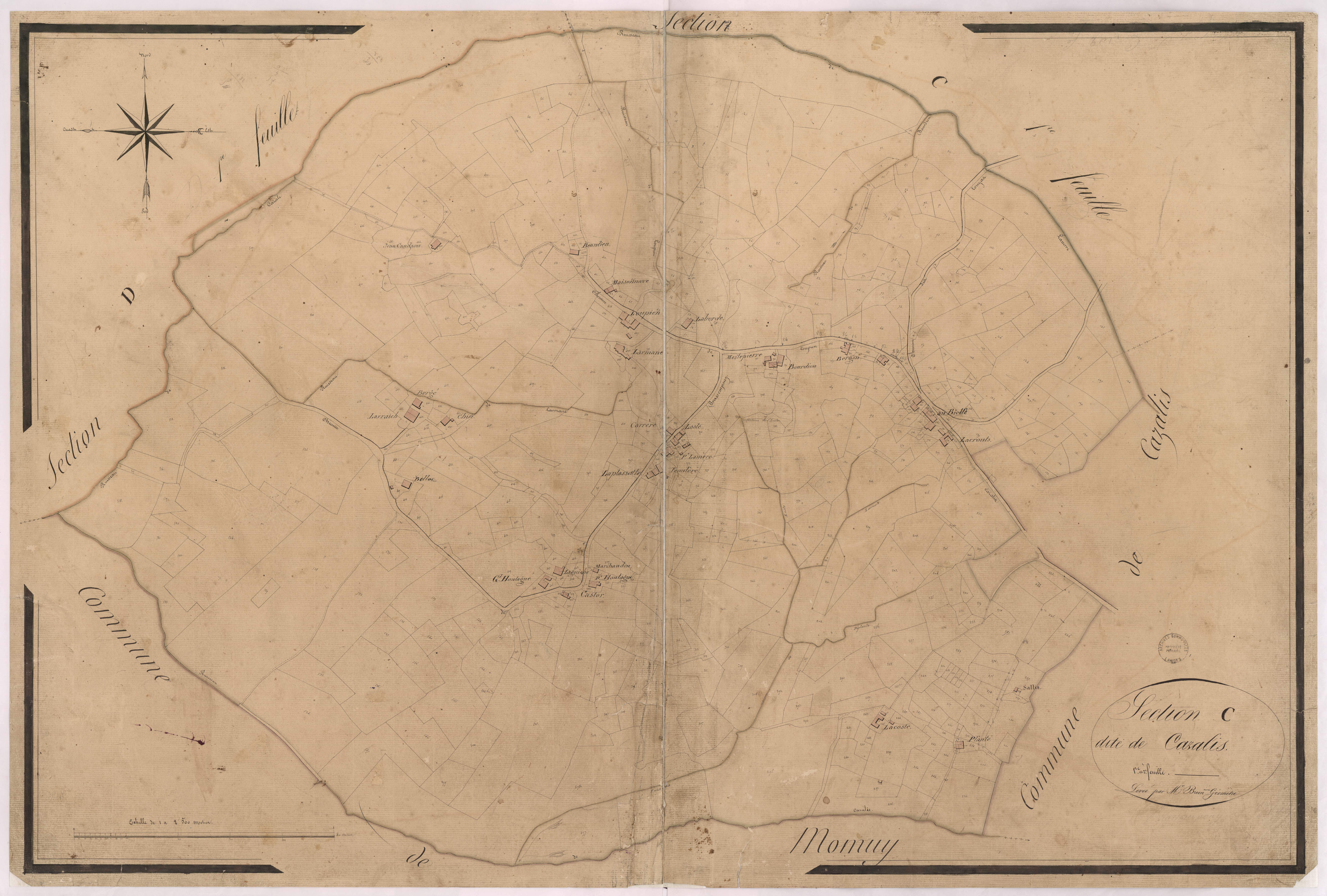 Cazalis - Section C, dite de Cazalis, 1re et 2e feuille, par Brun géomètre