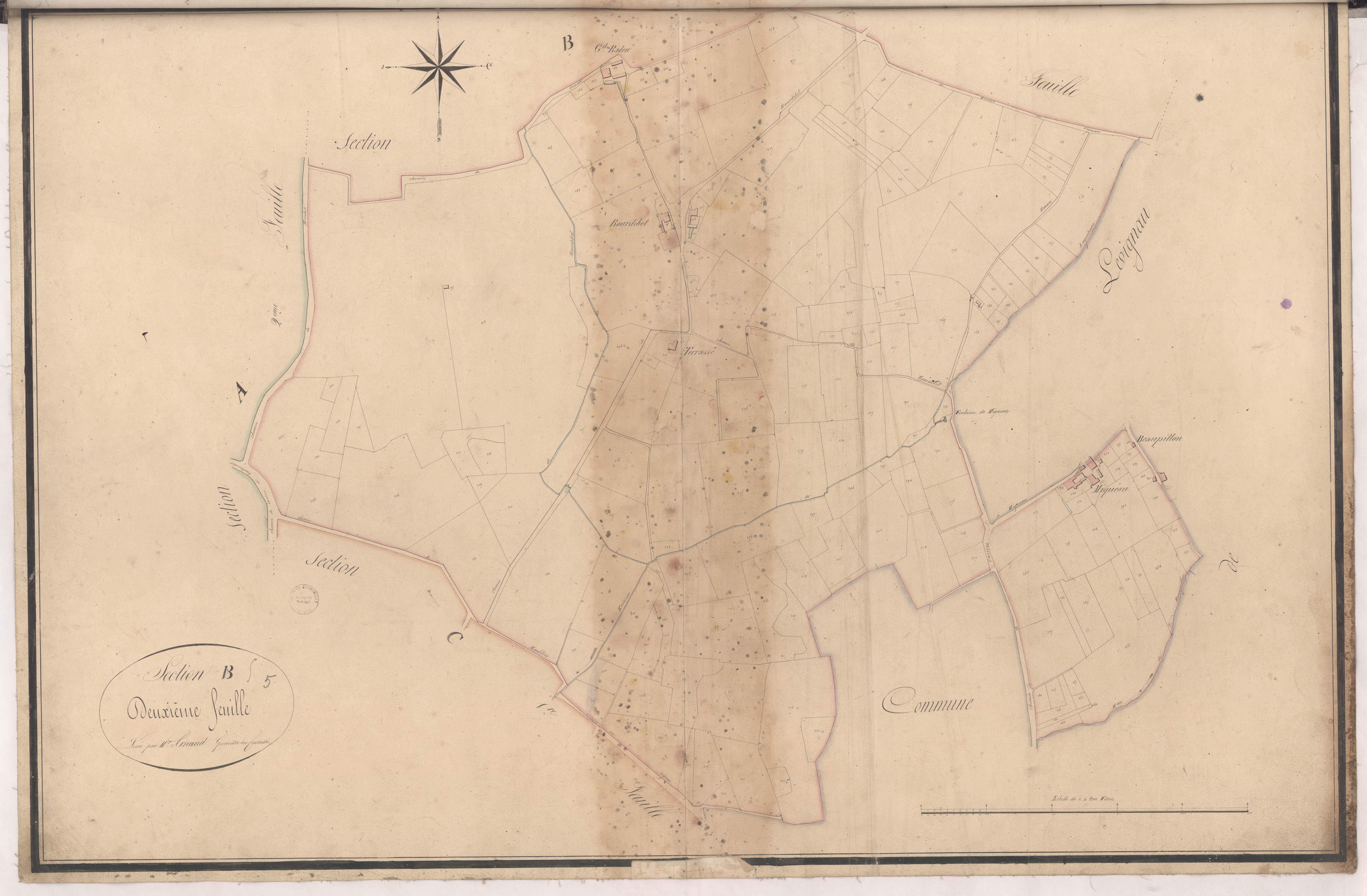 Cazères-sur-l'Adour - Section B, 2e feuille, par Arnaud géomètre