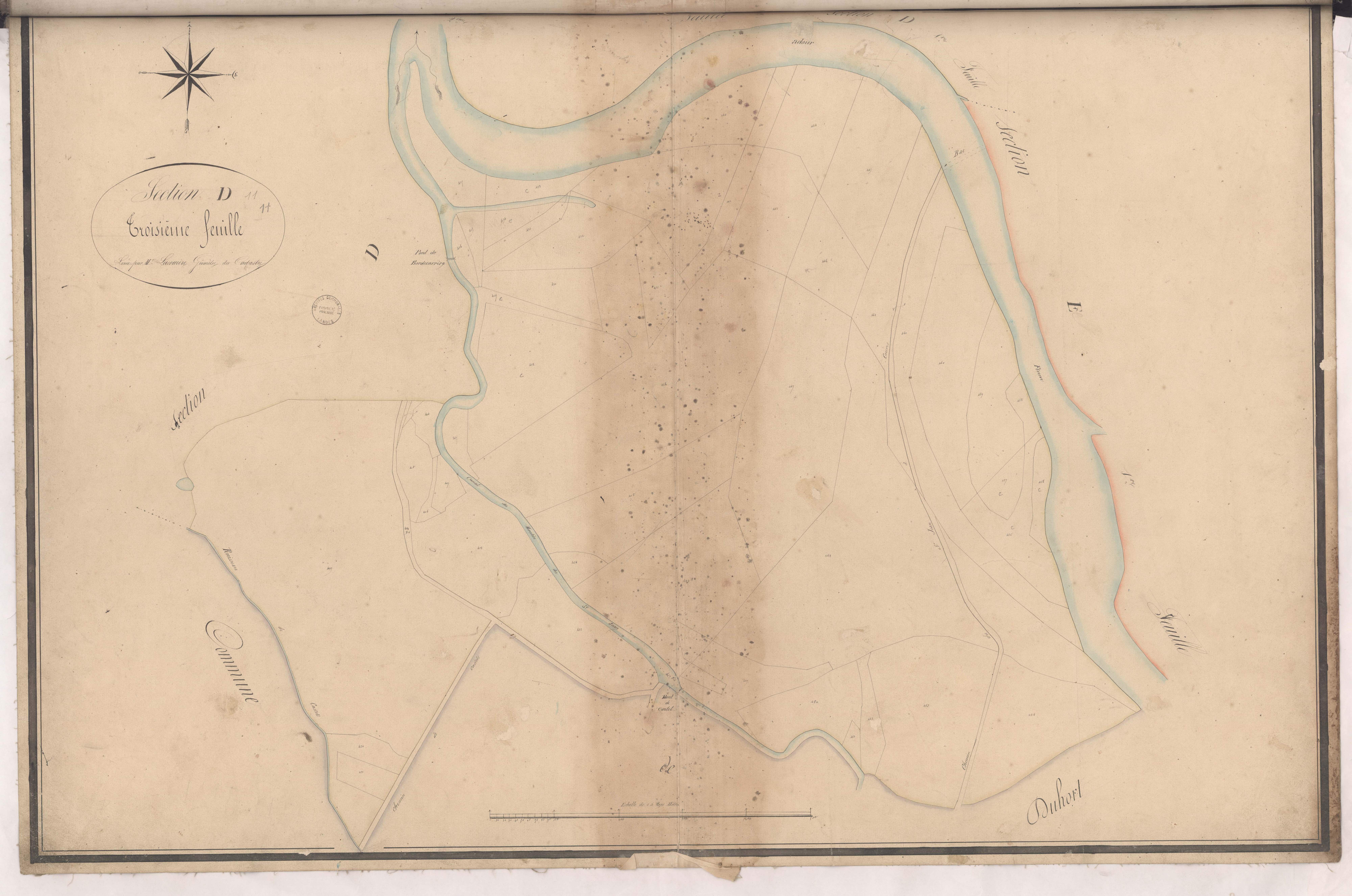 Cazères-sur-l'Adour - Section D, 3e feuille, par Lacomère géomètre