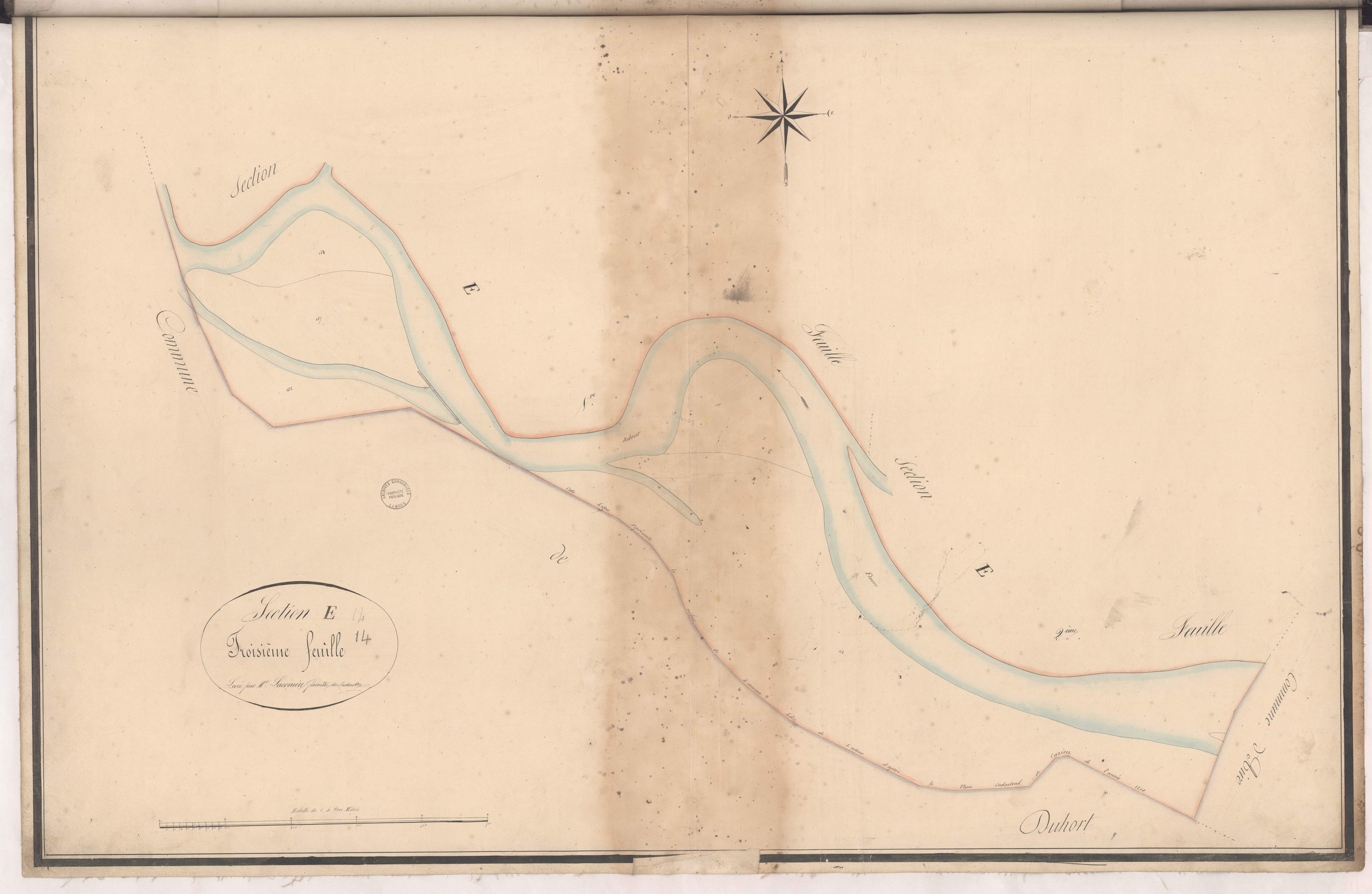 Cazères-sur-l'Adour - Section E, 3e feuille, par Lacomère géomètre