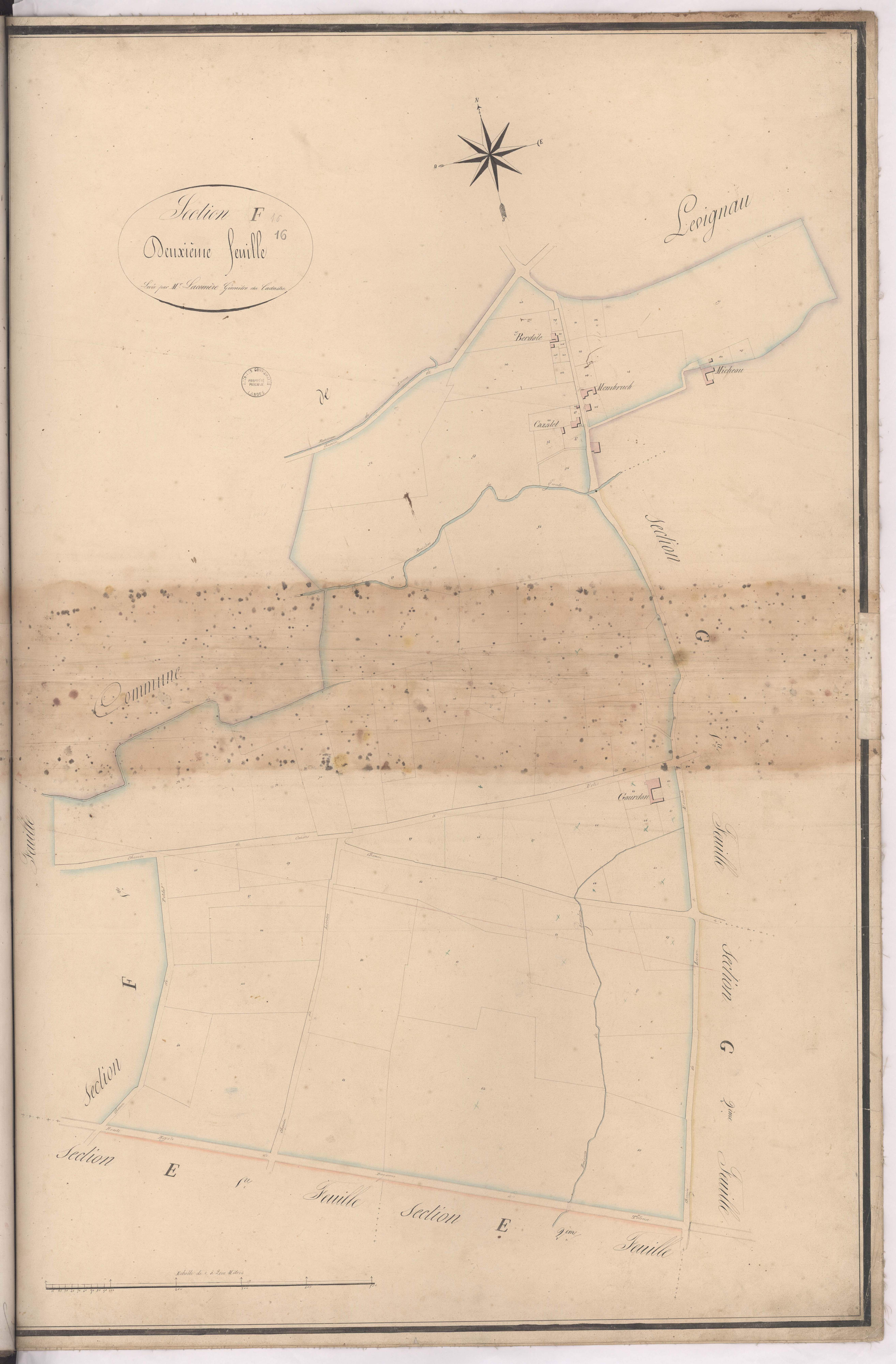 Cazères-sur-l'Adour - Section F, 2e feuille, par Lacomère géomètre