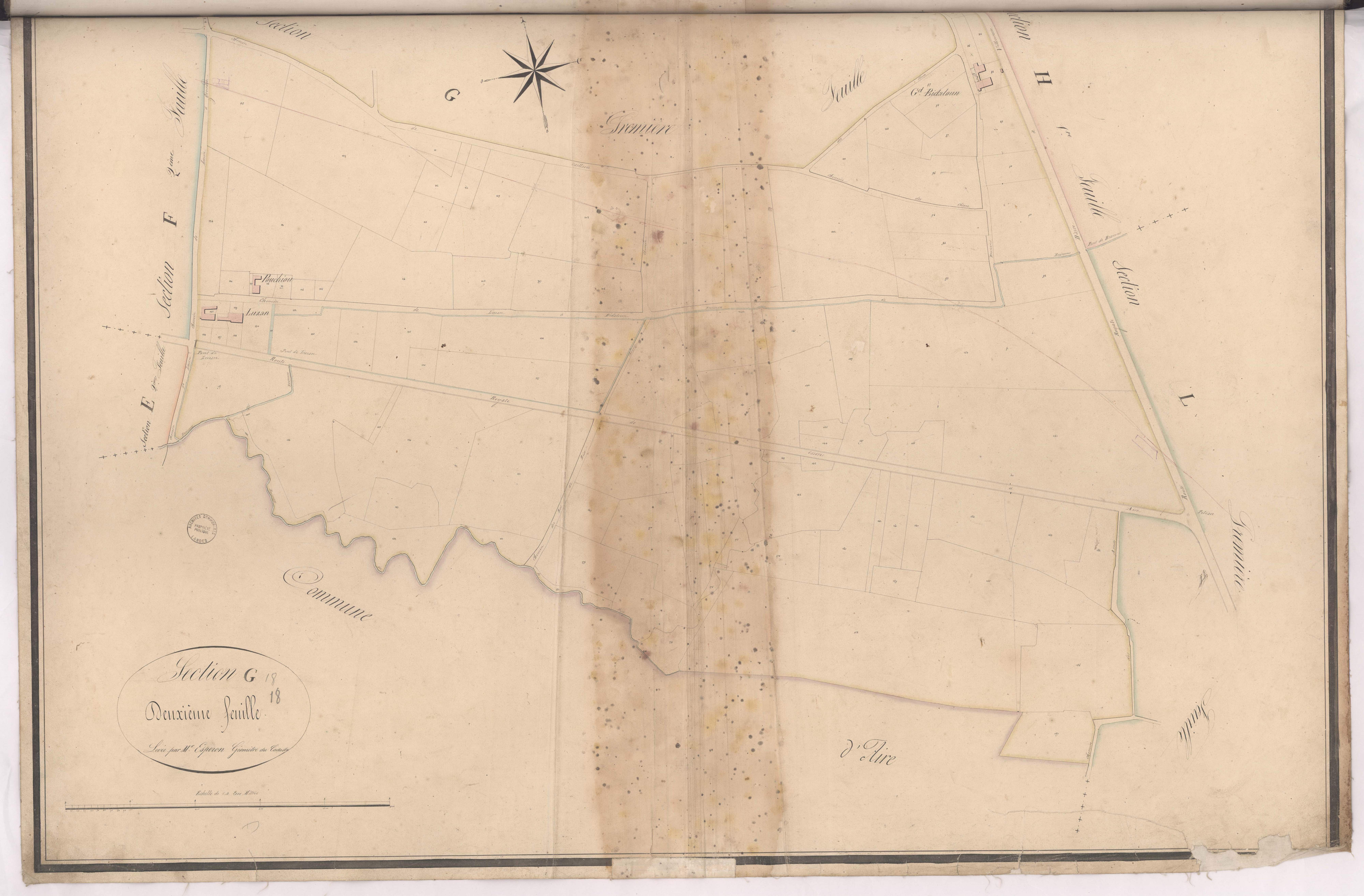 Cazères-sur-l'Adour - Section G, 2e feuille, par Esperon géomètre