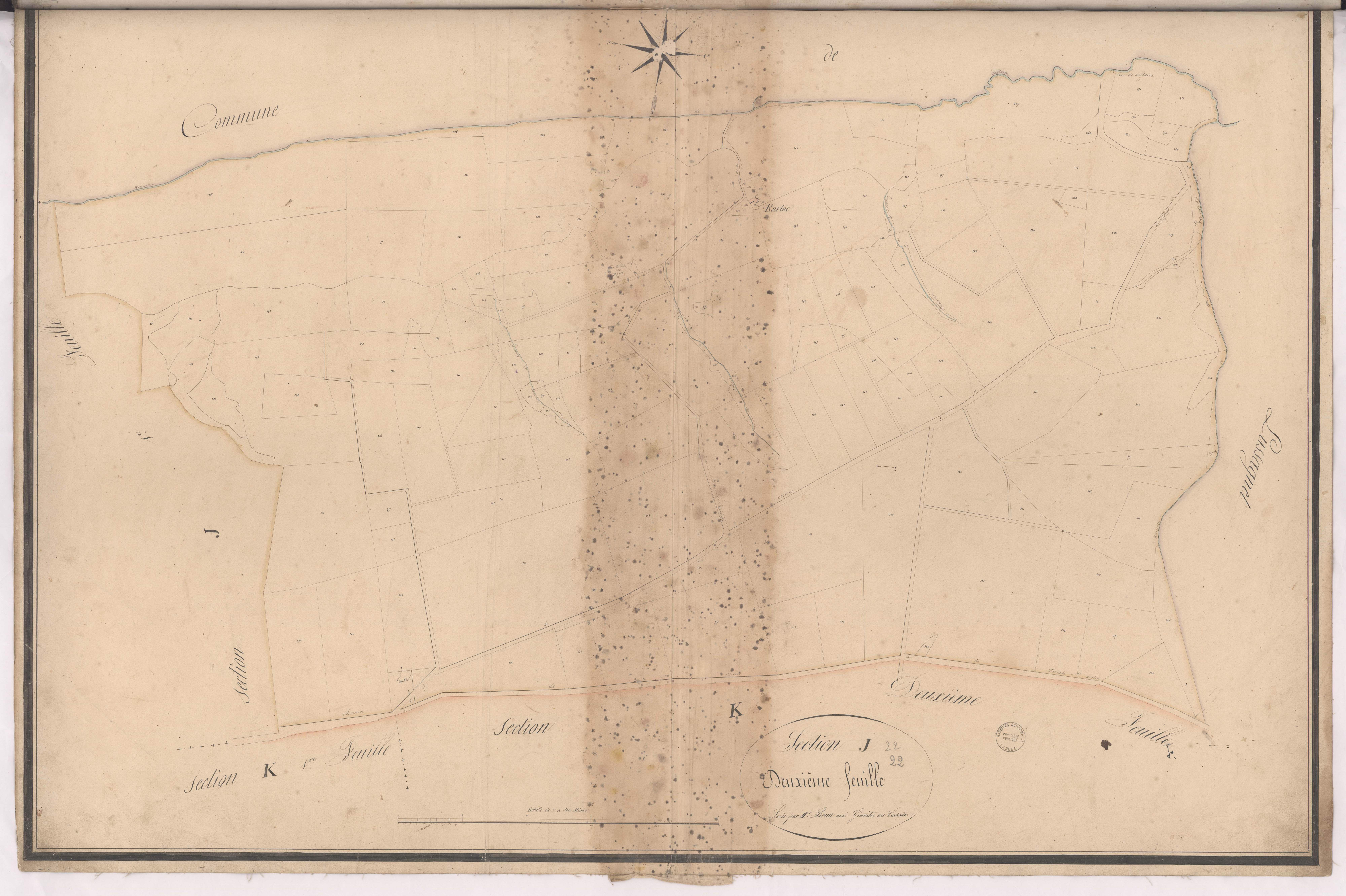Cazères-sur-l'Adour - Section J, 2e feuille, par Brun géomètre