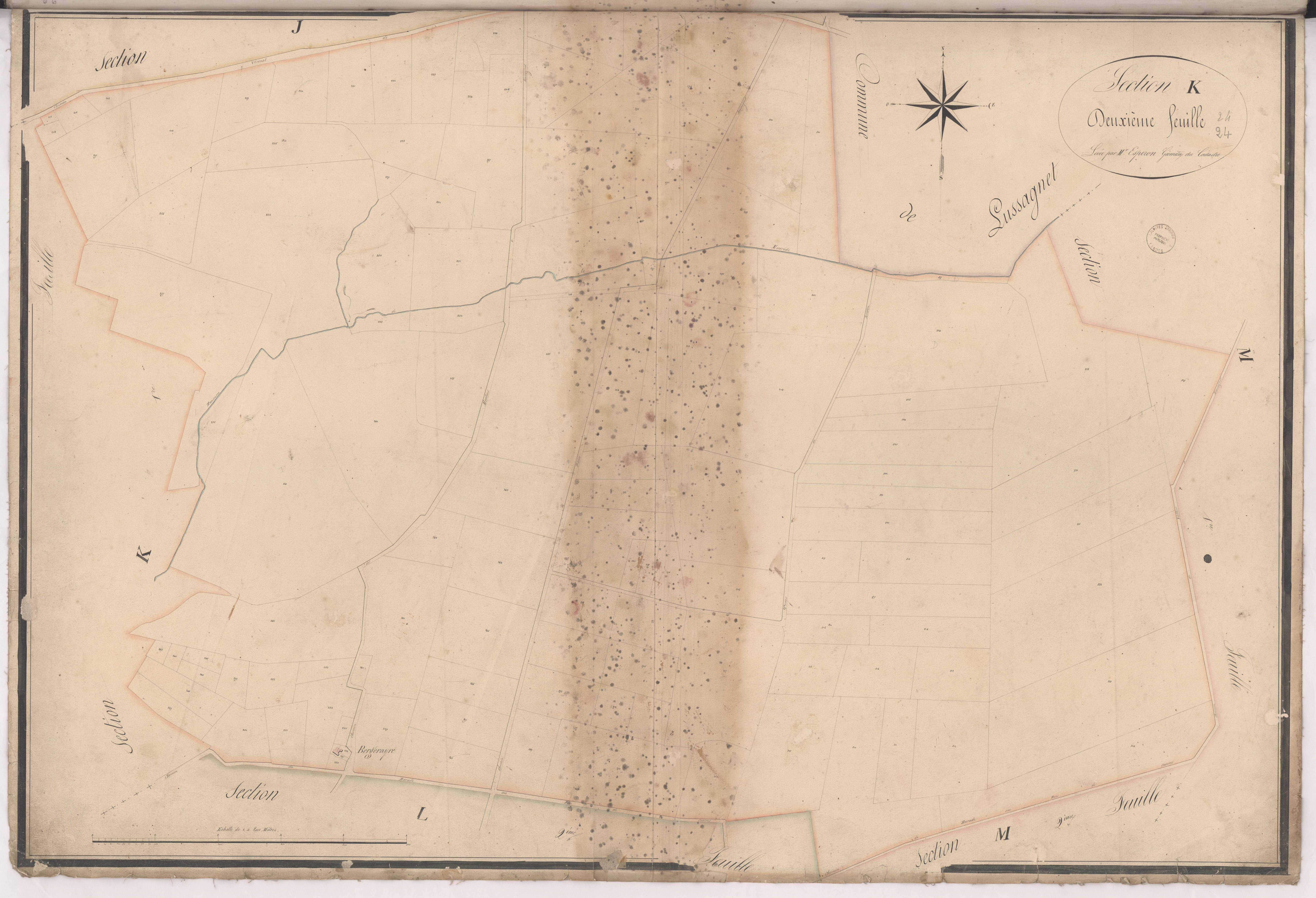 Cazères-sur-l'Adour - Section K, 2e feuille, par Esperon géomètre