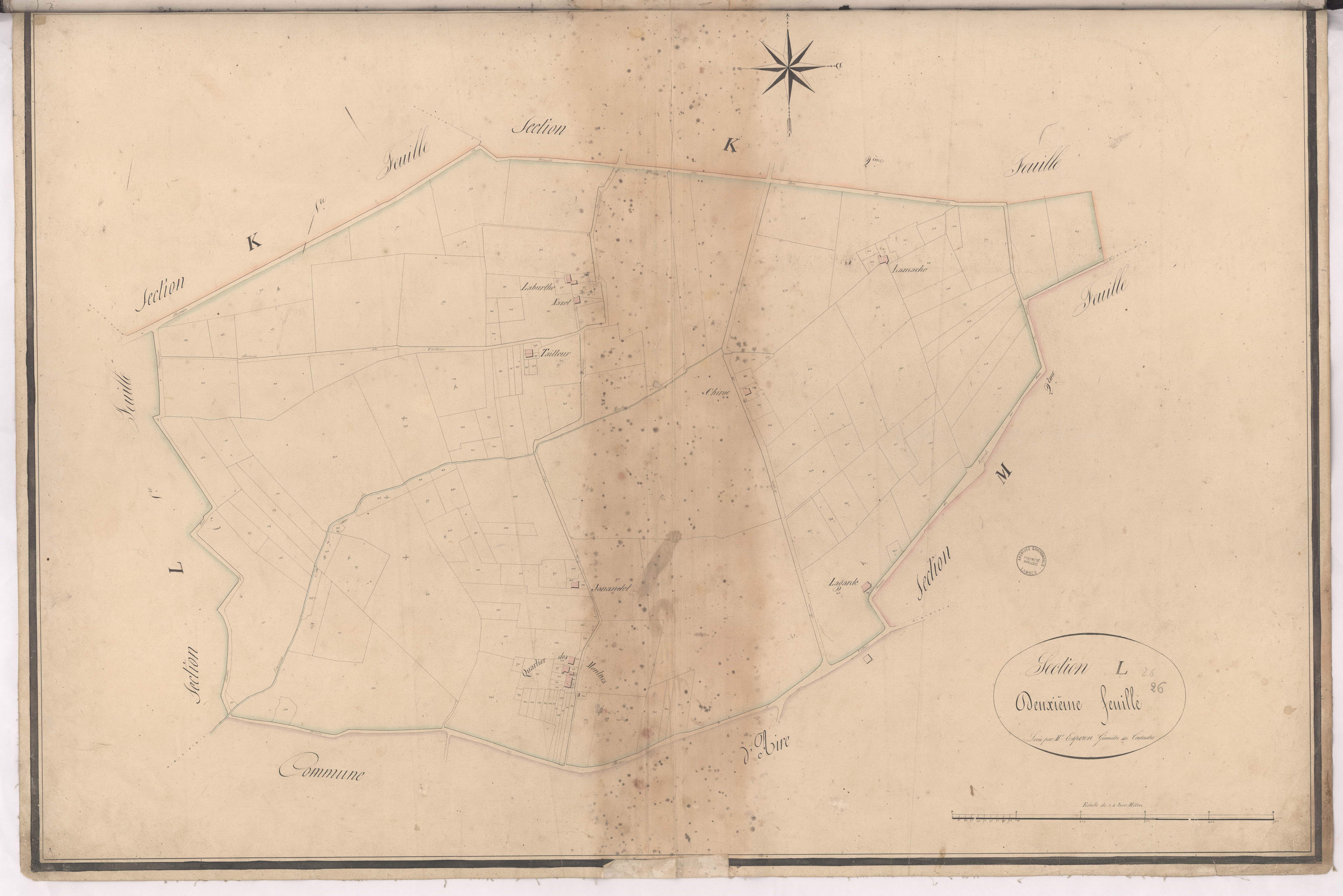 Cazères-sur-l'Adour - Section L, 2e feuille, par Esperon géomètre