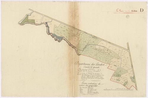 Cazères-sur-l'Adour - Plan géométrique de la section D, dite du Pourcaté, 2e partie, par Lobgeois, Brun et Durou, géomètres