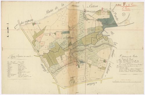 Cazères-sur-l'Adour - Plan géométrique de la section F, dite de Molès, 1re partie, par Lobgeois, Brun et Villeneuve, géomètres