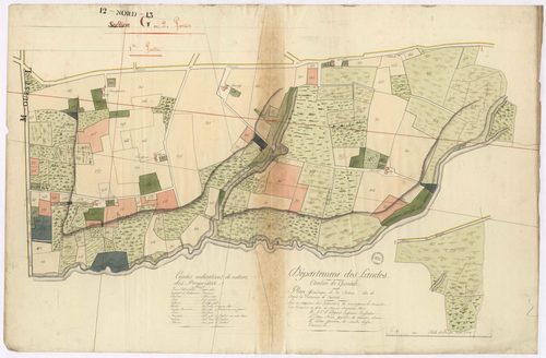 Cazères-sur-l'Adour - Plan géométrique de la section G, 1re partie, par Lobgeois, Brun et Labat, géomètres