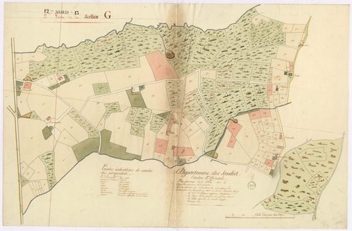Cazères-sur-l'Adour - Plan géométrique de la section G, 2e partie, par Lobgeois, Brun et Labat, géomètres