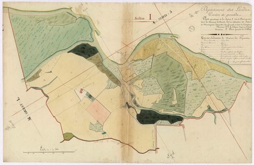 Cazères-sur-l'Adour - Plan géométrique de la section I, dite de Bord-Carrère, par Lobgeois et Brun, géomètres
