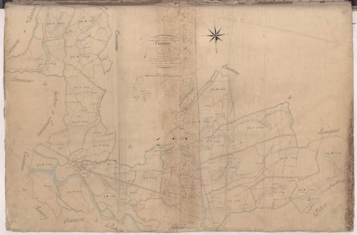 Cazères-sur-l'Adour - Plan cadastral parcellaire de la commune de Cazères, par de Comeau, Esperon, Brun, Arnaud et Lacomère, géomètres