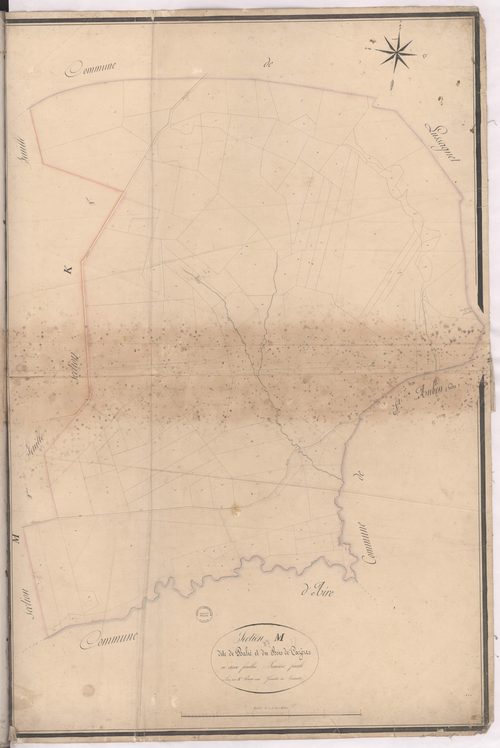 Cazères-sur-l'Adour - Section M, dite de Balié et du Bois de Cazères, 1re feuille, par Brun géomètre