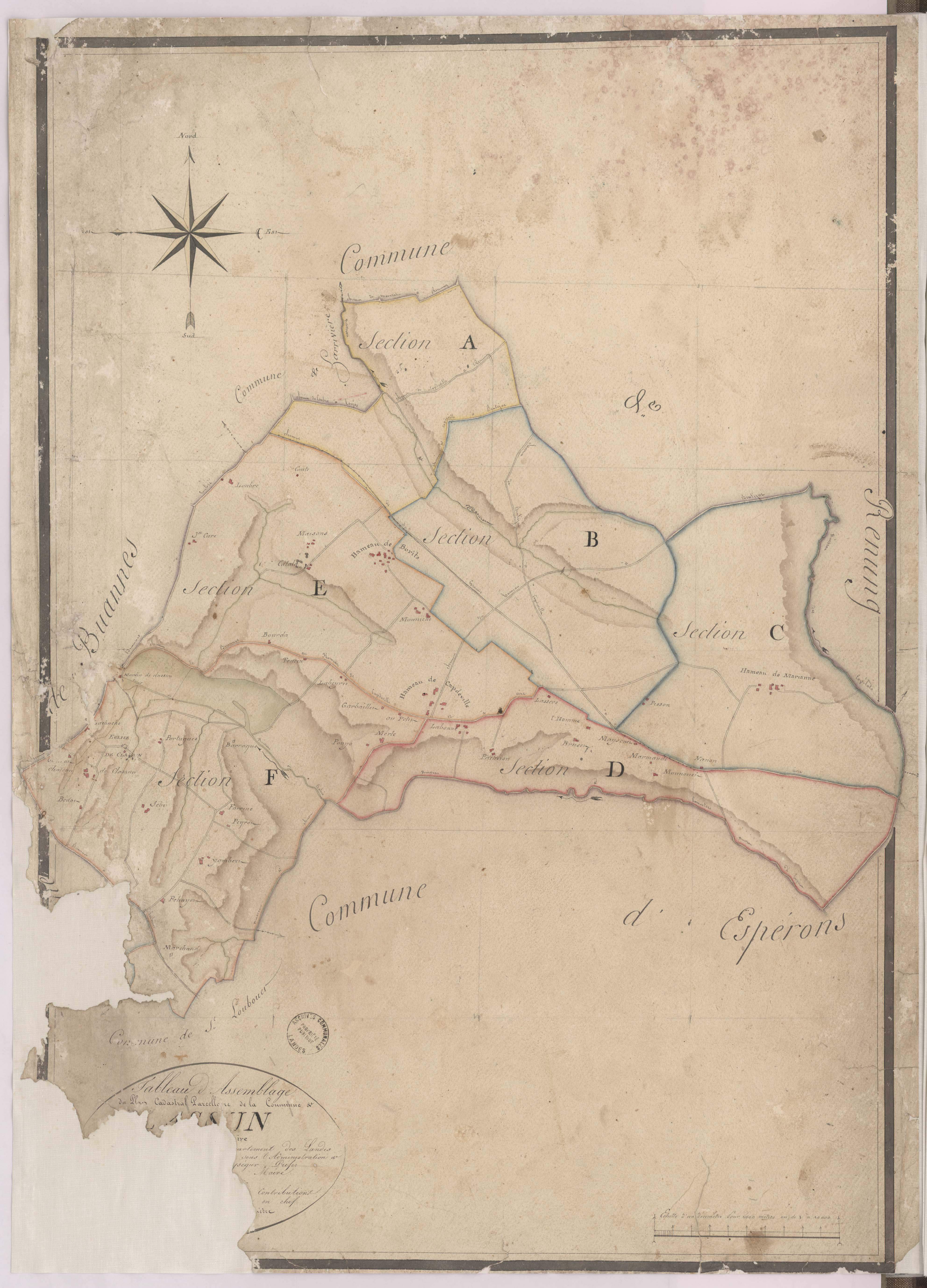 Classun - Plan cadastral parcellaire de la commune de Classun