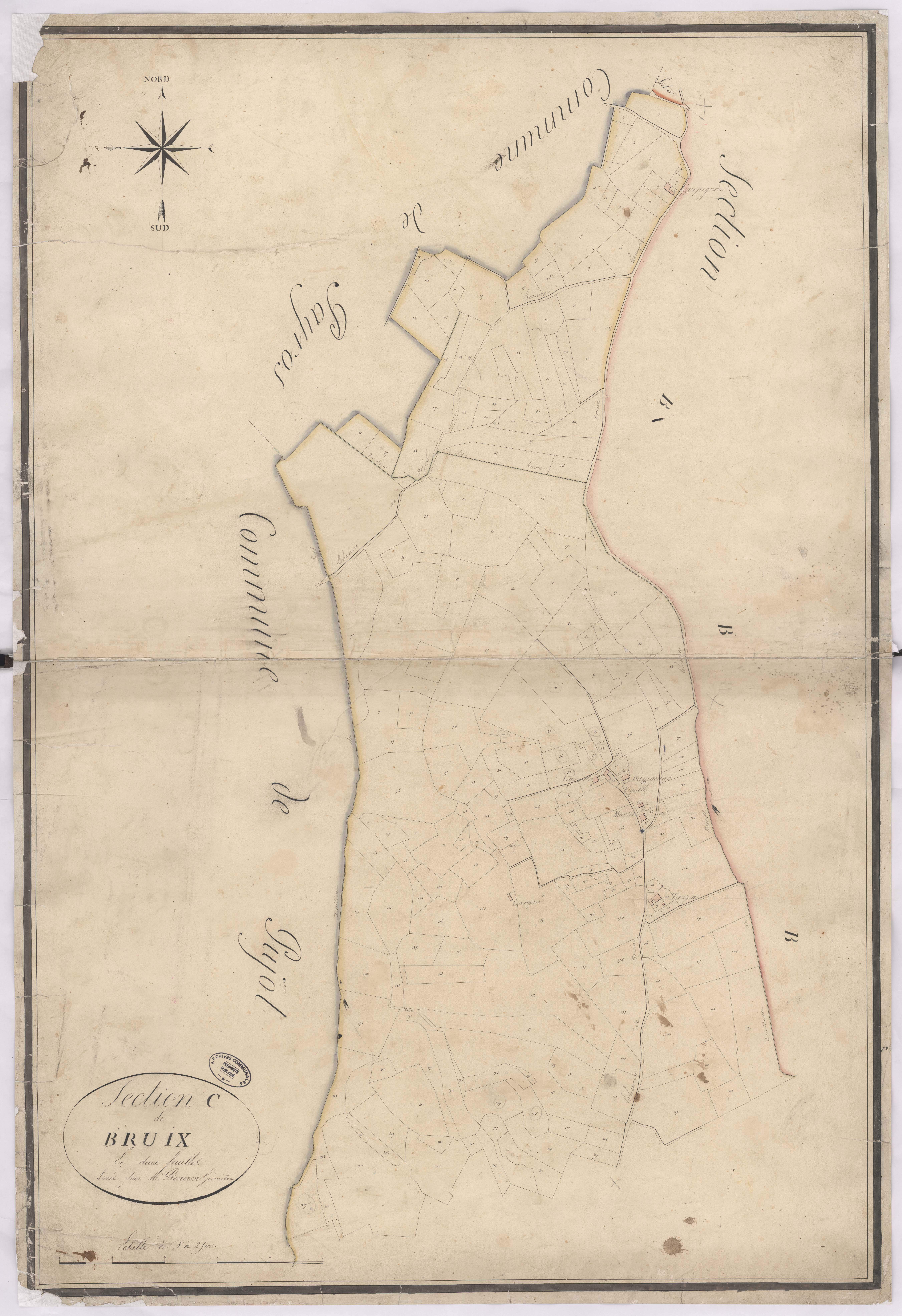 Clèdes - Section C, de Bruix, 1re feuille, par Prèneron géomètre