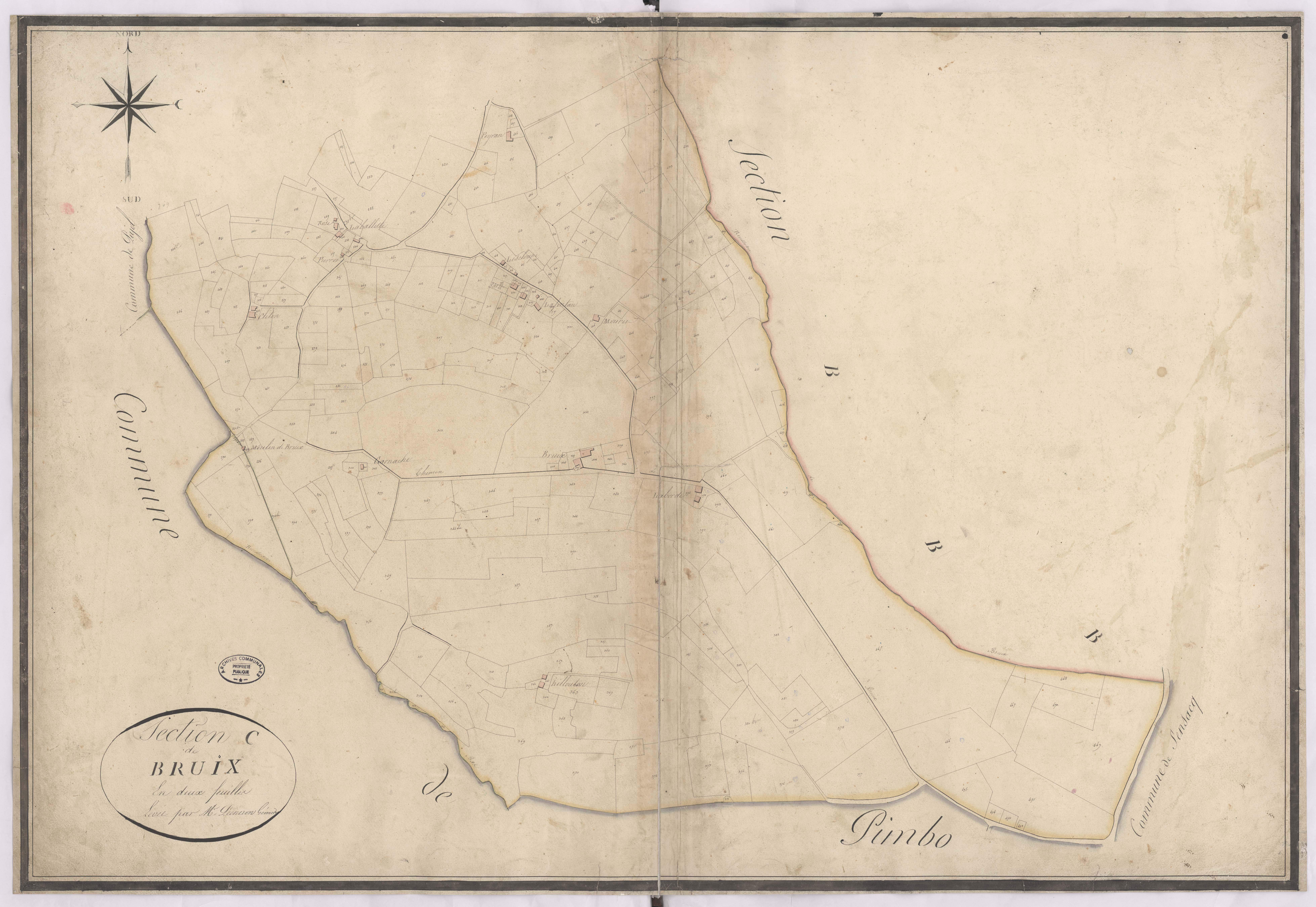 Clèdes - Section C, de Bruix, 2e feuille, par Prèneron géomètre