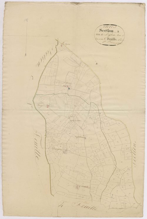 Clèdes - Section B, dite de l'Eglise, 1re feuille, par B. Prèneron géomètre