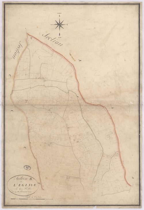 Clèdes - Section B, de l'Eglise, 1re feuille, par Prèneron géomètre