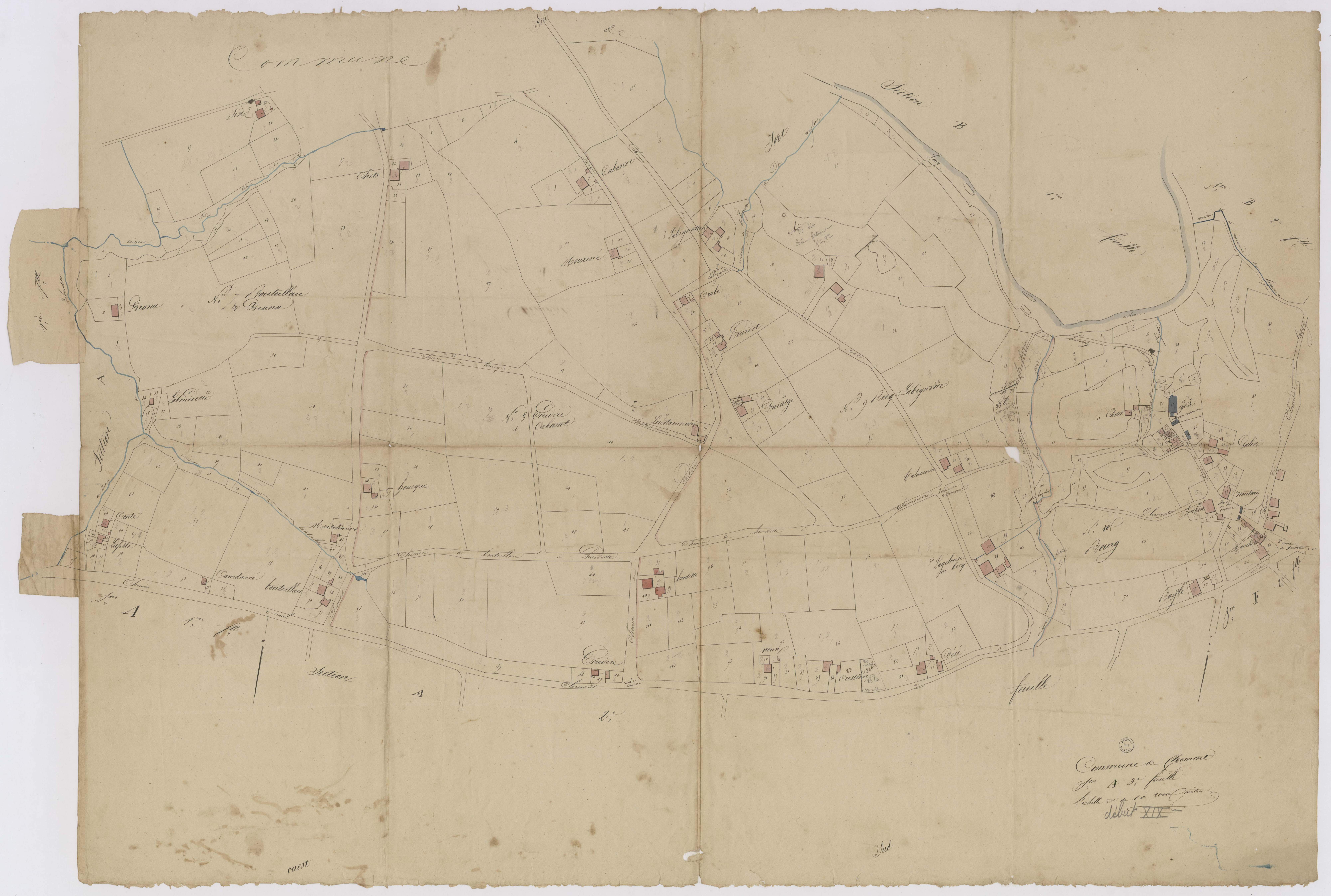 Clermont - Plans des lieux-dits Bouteillan et Brana, n° 7 à 10