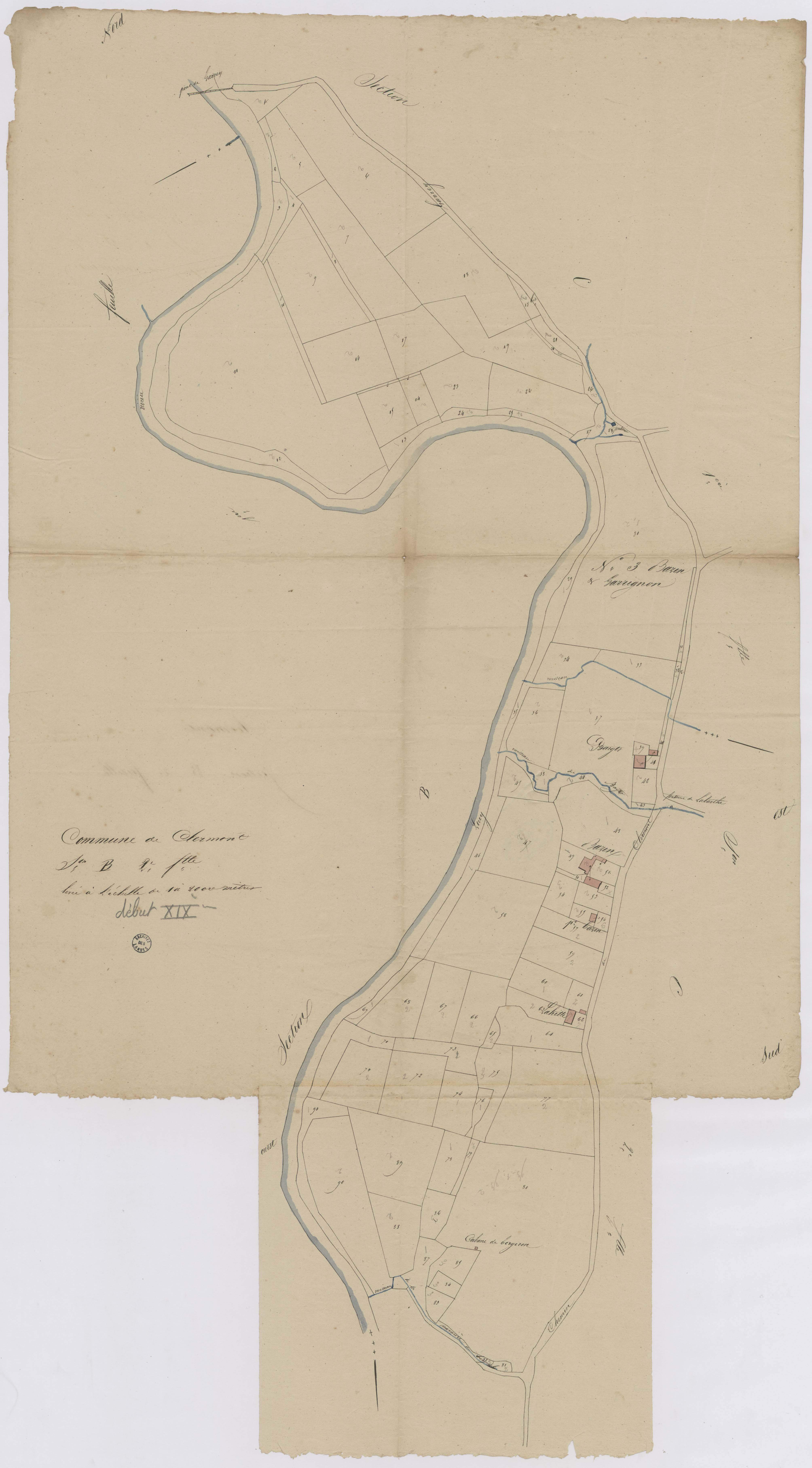 Clermont - Plans des lieux-dits Bazin et Garignon, n° 3 et 4