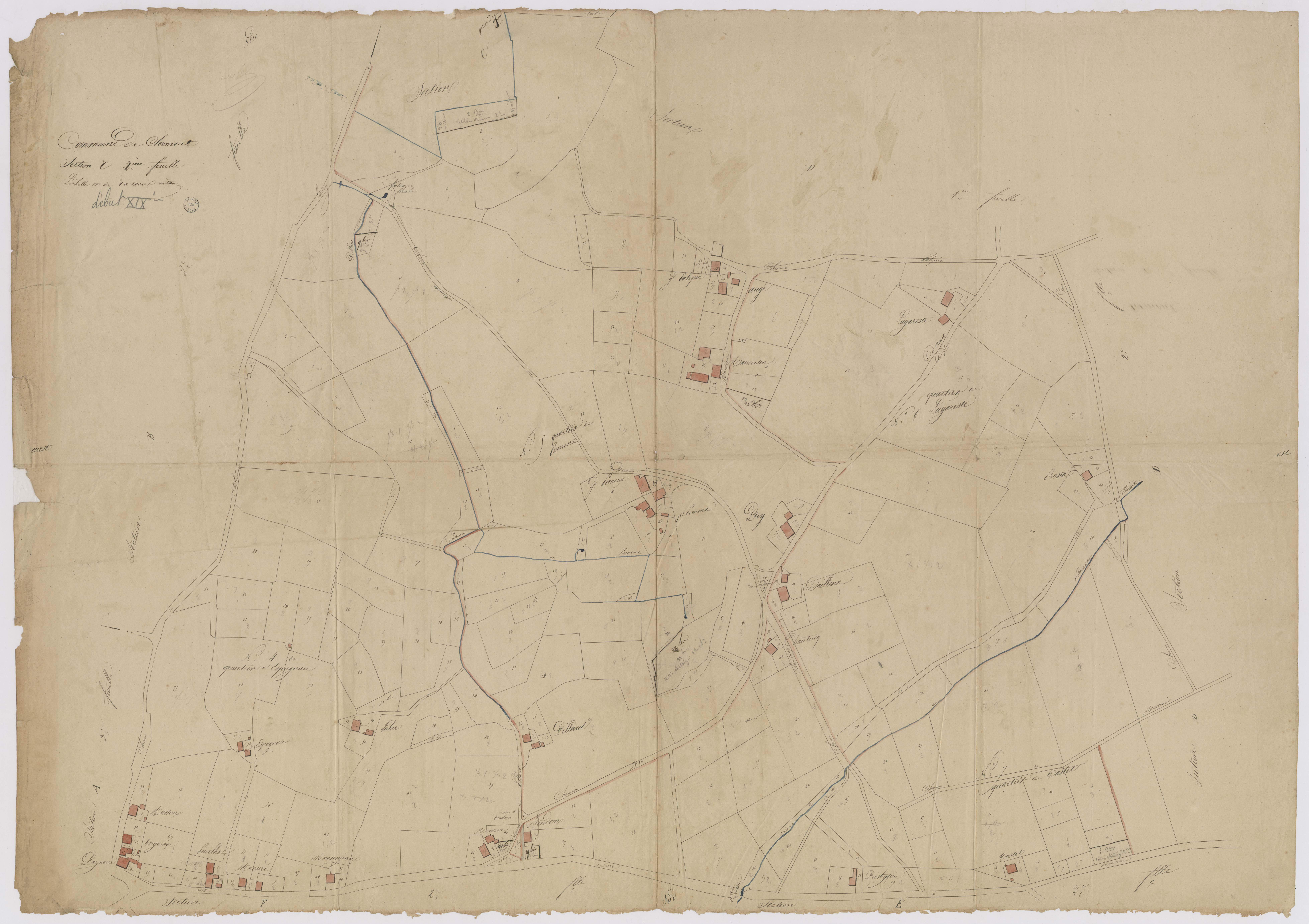 Clermont - Plan du lieu-dit Quartier d'Espagnau, n° 4 à 7