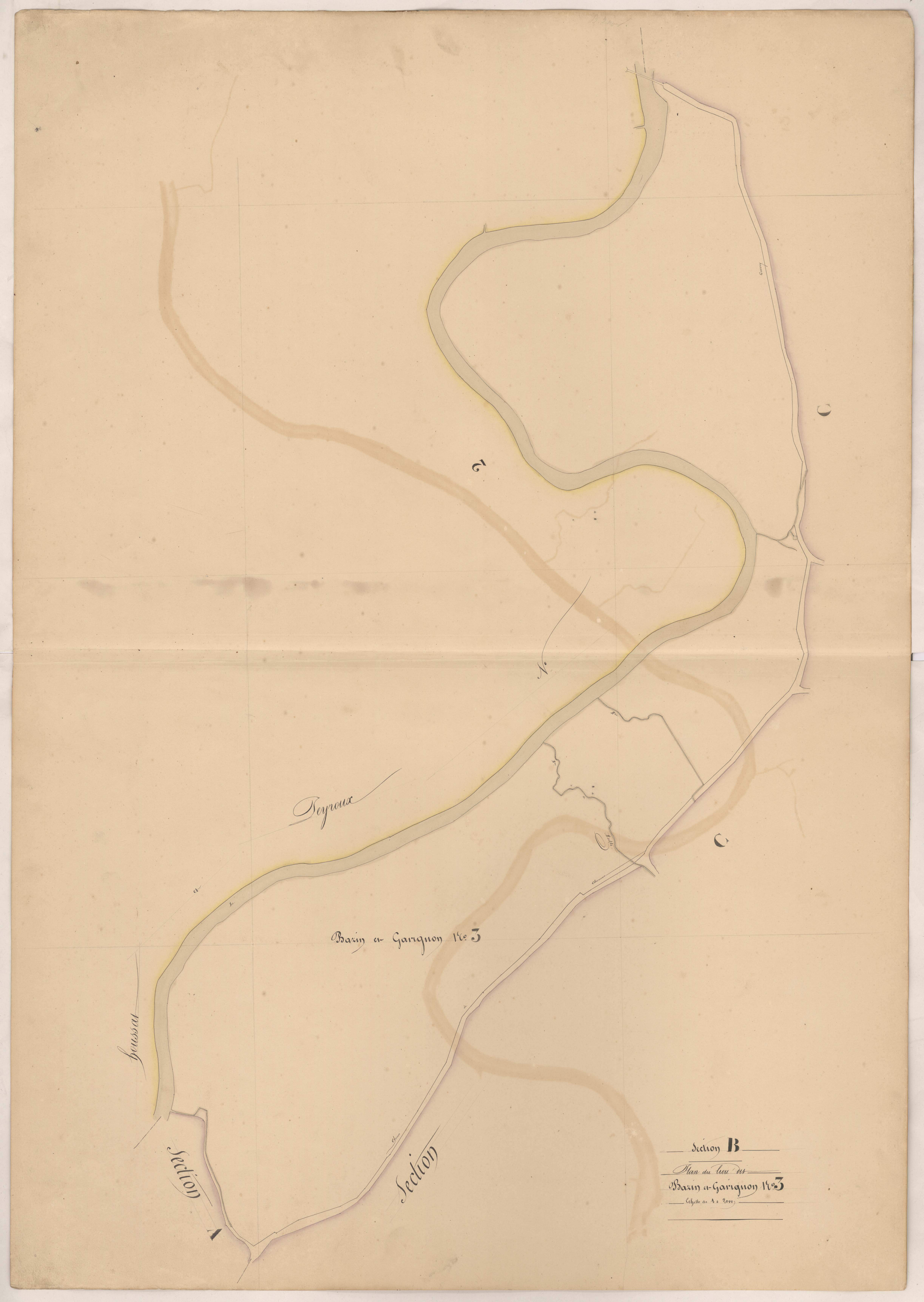 Clermont - Plans des lieux-dits Bazin et Garignon, n° 3 (sans indications de détail sur les parcelles)