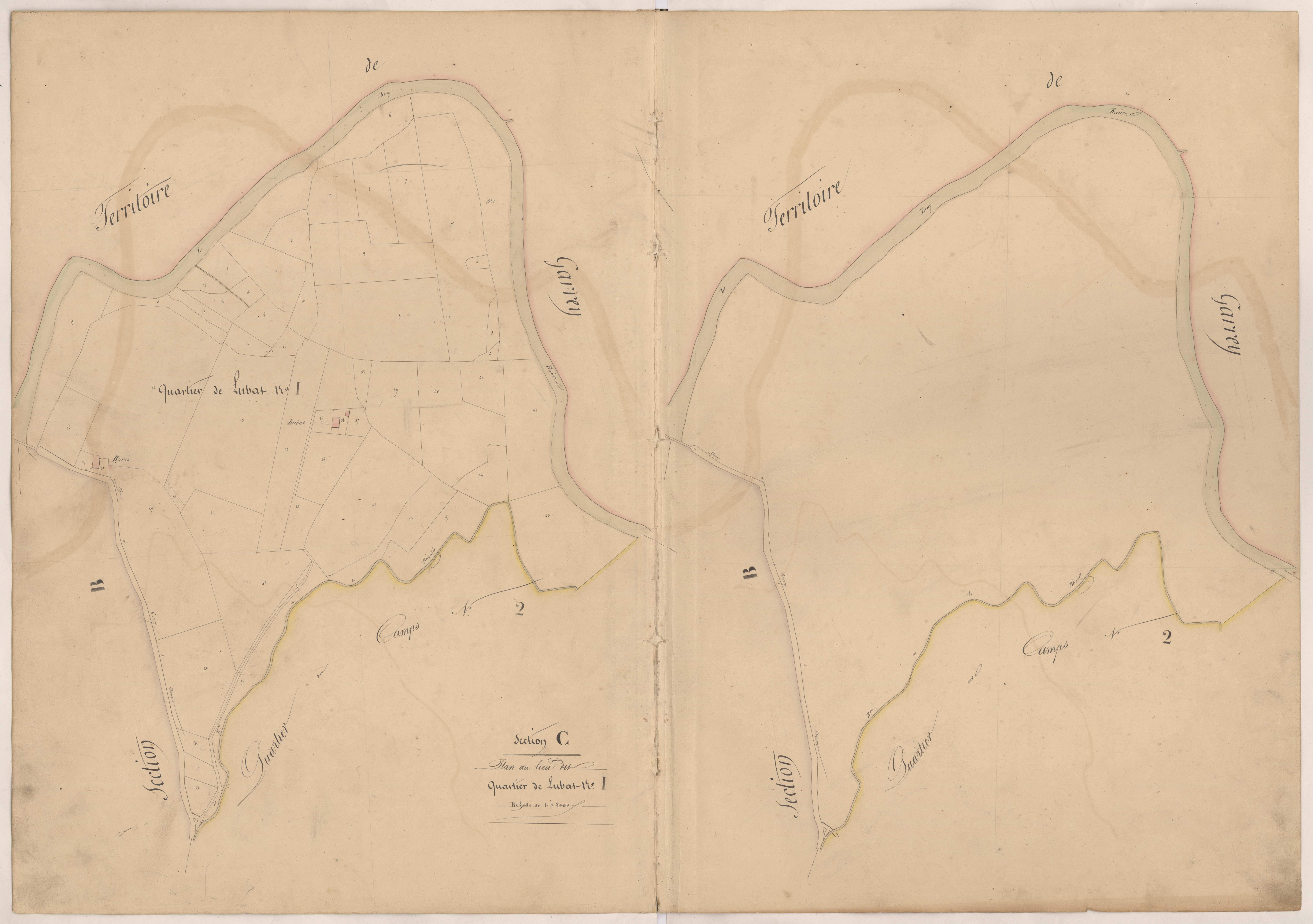 Clermont - Plan du lieu-dit Quartier de Lubat, n° 1